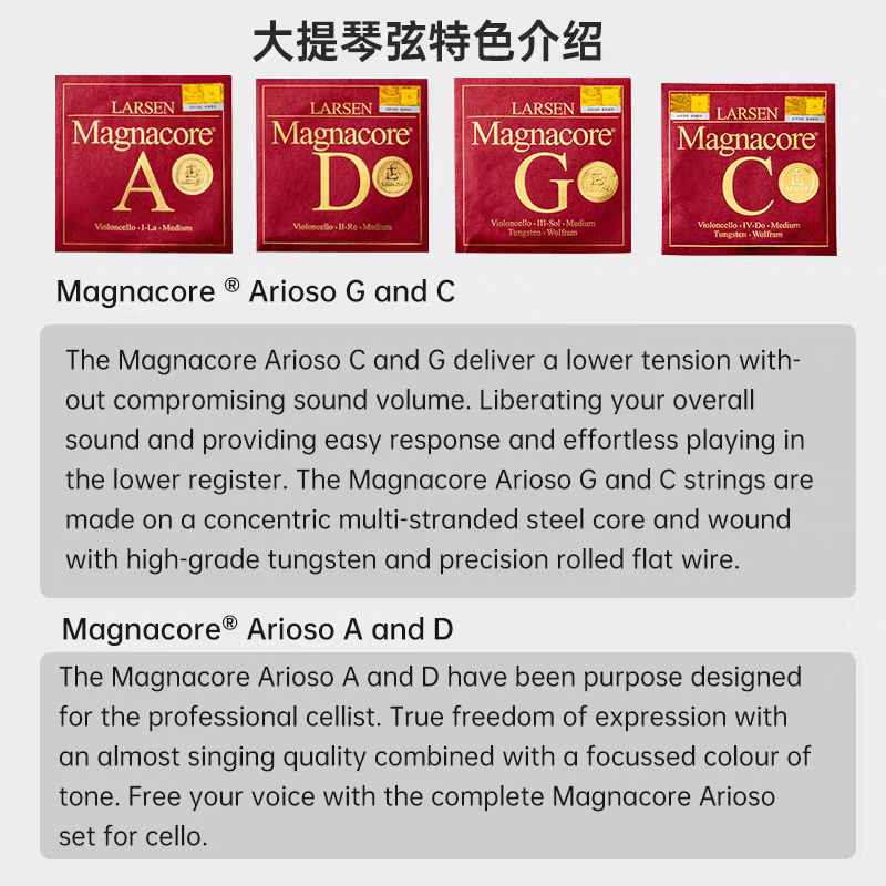 Aileen Danish LARSEN Magnacore professional-grade cello string sets/single strings Application Scenario