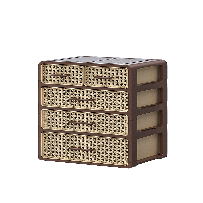 Cajones multicapa tipo rattan tejido textura caja de almacenamiento caja de almacenamiento de ropa interior caja de almacenamiento casera caja de almacenamiento organizador pic 6