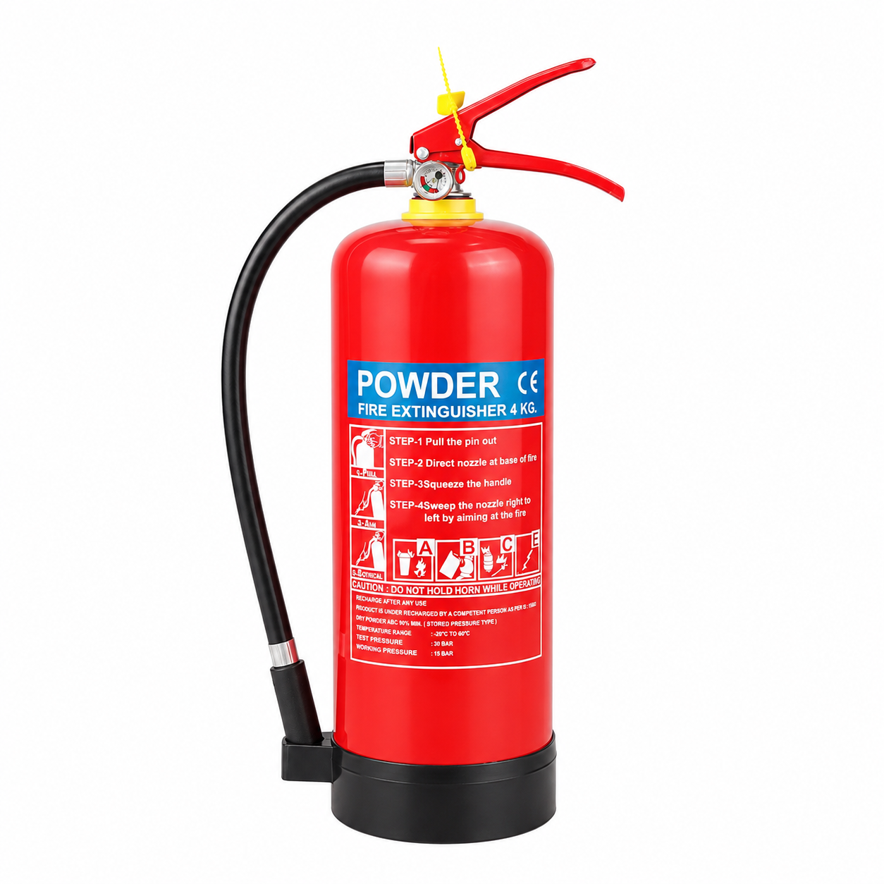 Professional-grade 4KG ABC portable dry powder fire extinguisher, vehicle-mounted red handle electroplated slide valve + anti-film watch can be customized