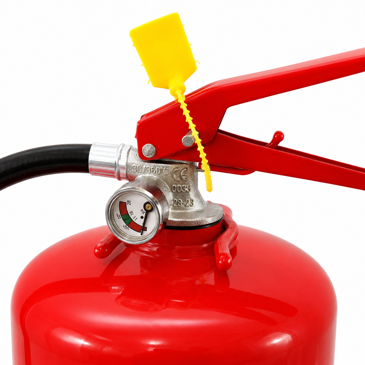 CE/EN3 certified 2kg ABC dry powder fire extinguisher with red handle, CE valve and diaphragm gauge details Picture
