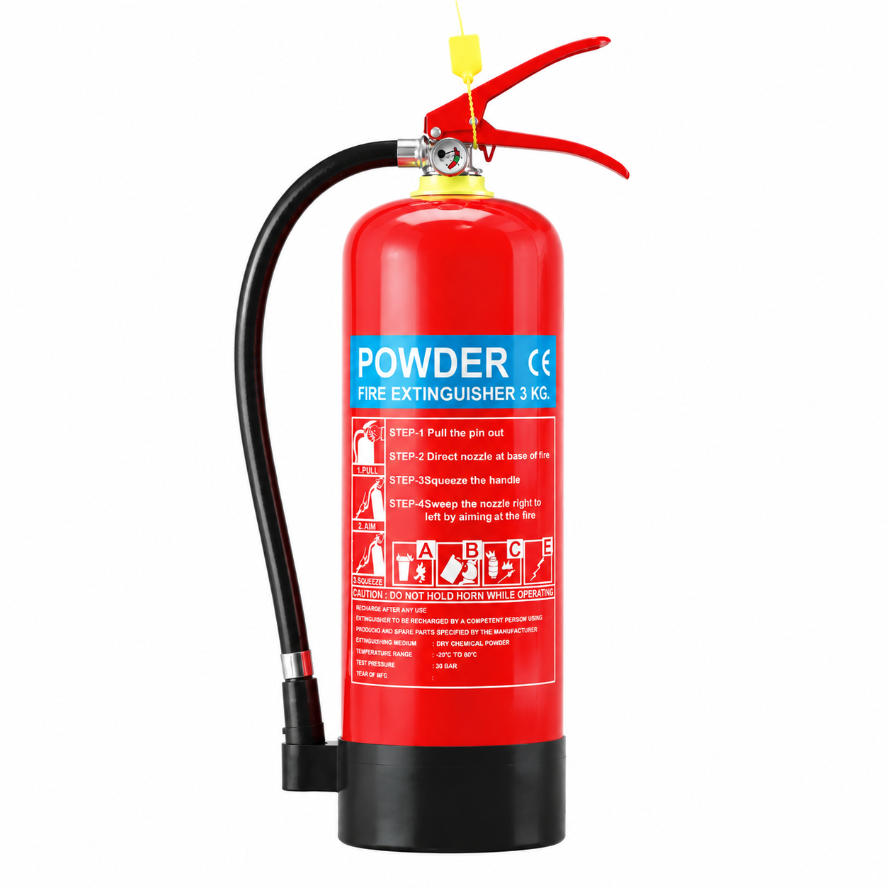 Wholesale 3KG portable fire extinguisher ABC dry powder chemical fire extinguisher, capacity logo customizable, red handle electroplated slide, valve + anti-film dial