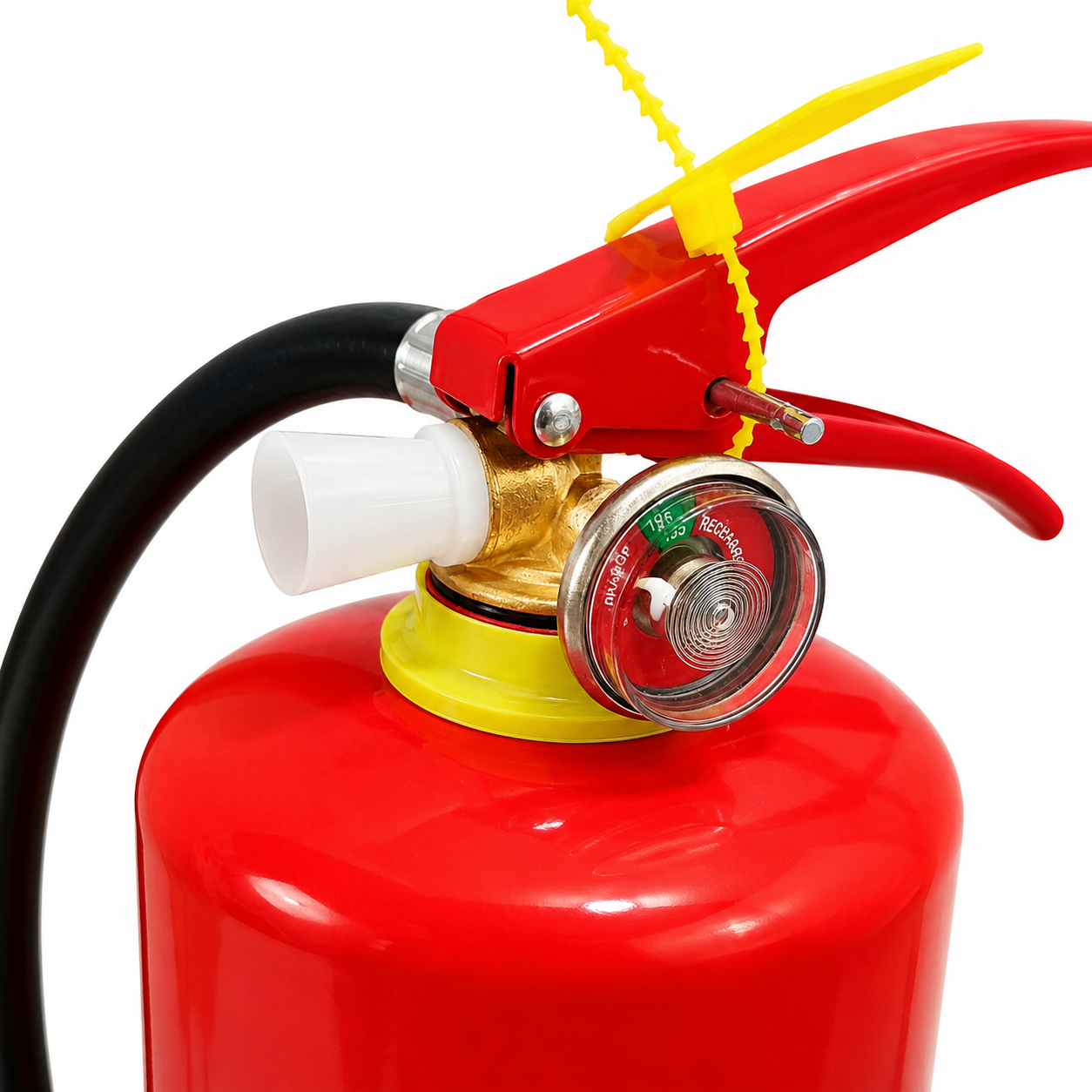 9kg multi-combination dry powder fire extinguisher set, with standard CE valve, suitable for fire safety layout in different Spaces, red handle copper natural color domestic valve + domestic red gauge Specification image