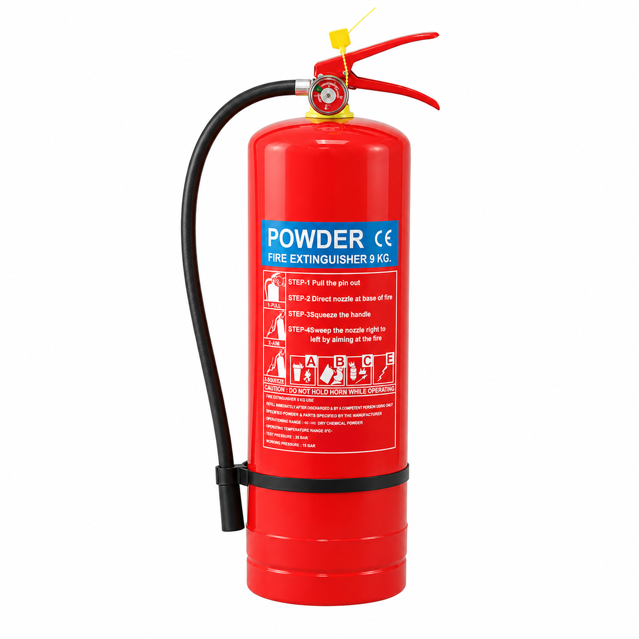 9kg multi-combination dry powder fire extinguisher set, with standard CE valve, suitable for fire safety layout in different Spaces, red handle copper natural color domestic valve + domestic red gauge