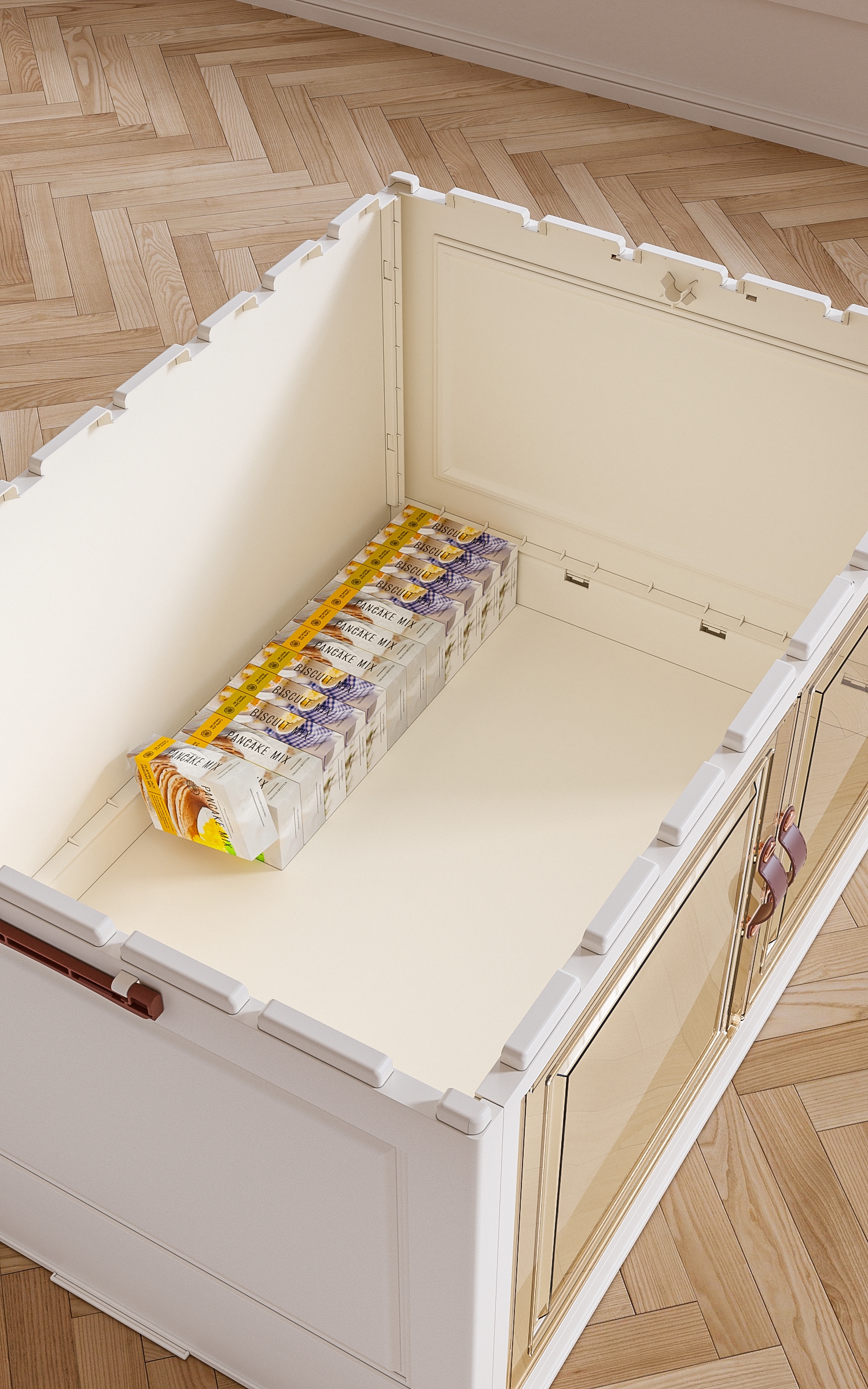 【CL】26Q3#2014-6540 Multi-layer folding bay window storage cabinet, plastic white storage cabinet, household organizing cabinet, storage box, organizing box Specification image
