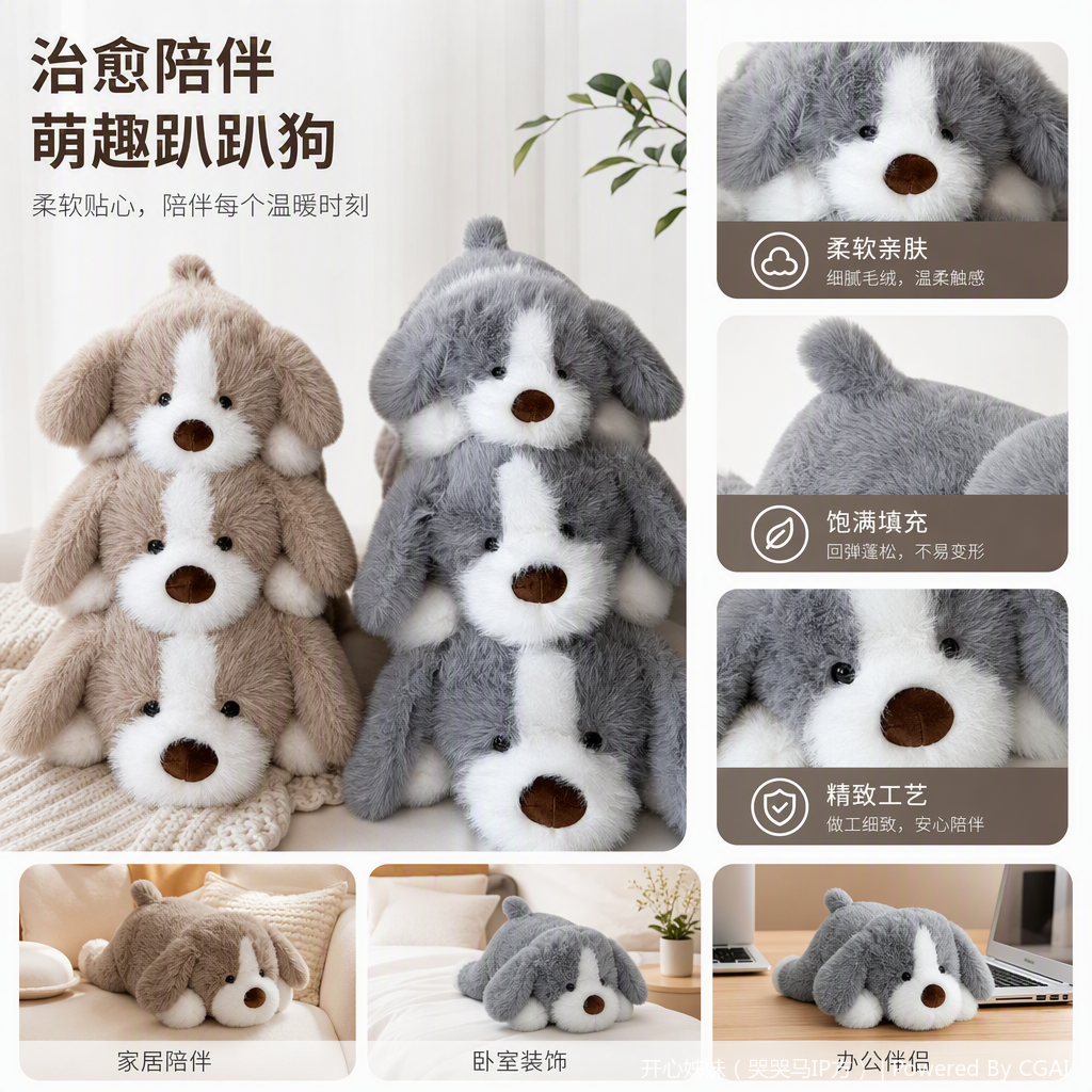 Plush dog doll, cute and soft cuddle doll, children's gift, plush toy