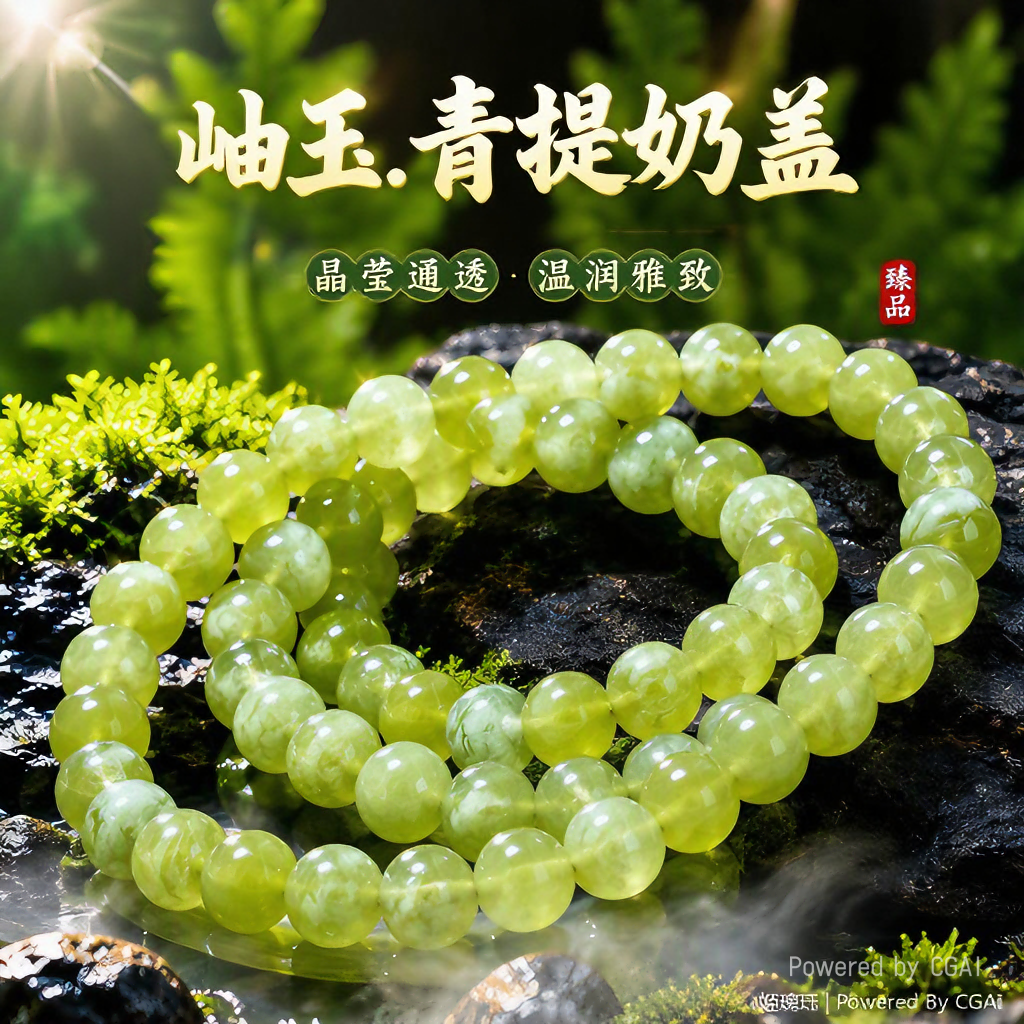Natural "xiuyu qing lift milk" tapa 8mm pulsera de perlas redondas cadena de jade de moda pulsera de personalidad simple juventud versátil tendencia accesorios