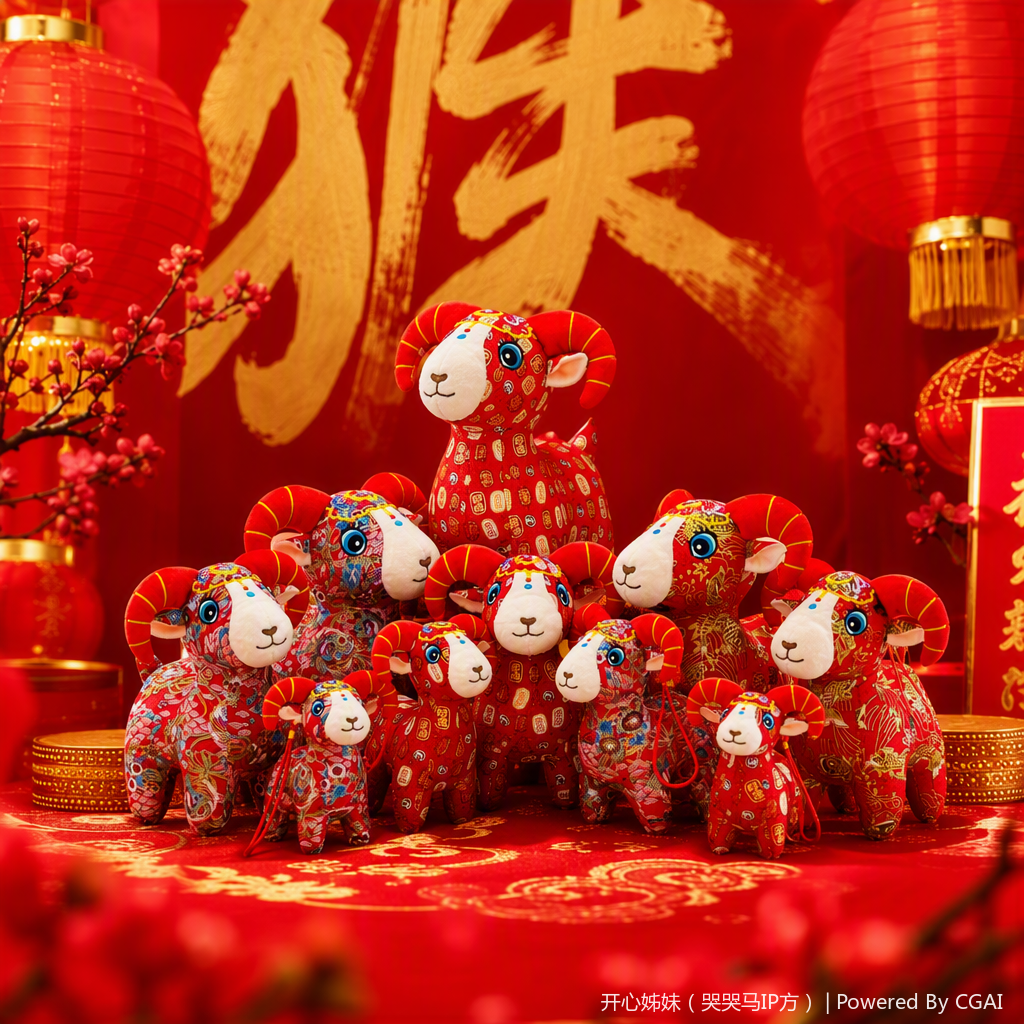 Red embroidered sheep-shaped dolls, handcrafted fabric, cute Children's Day gifts, throw pillows, decorations, children's toys Specification image