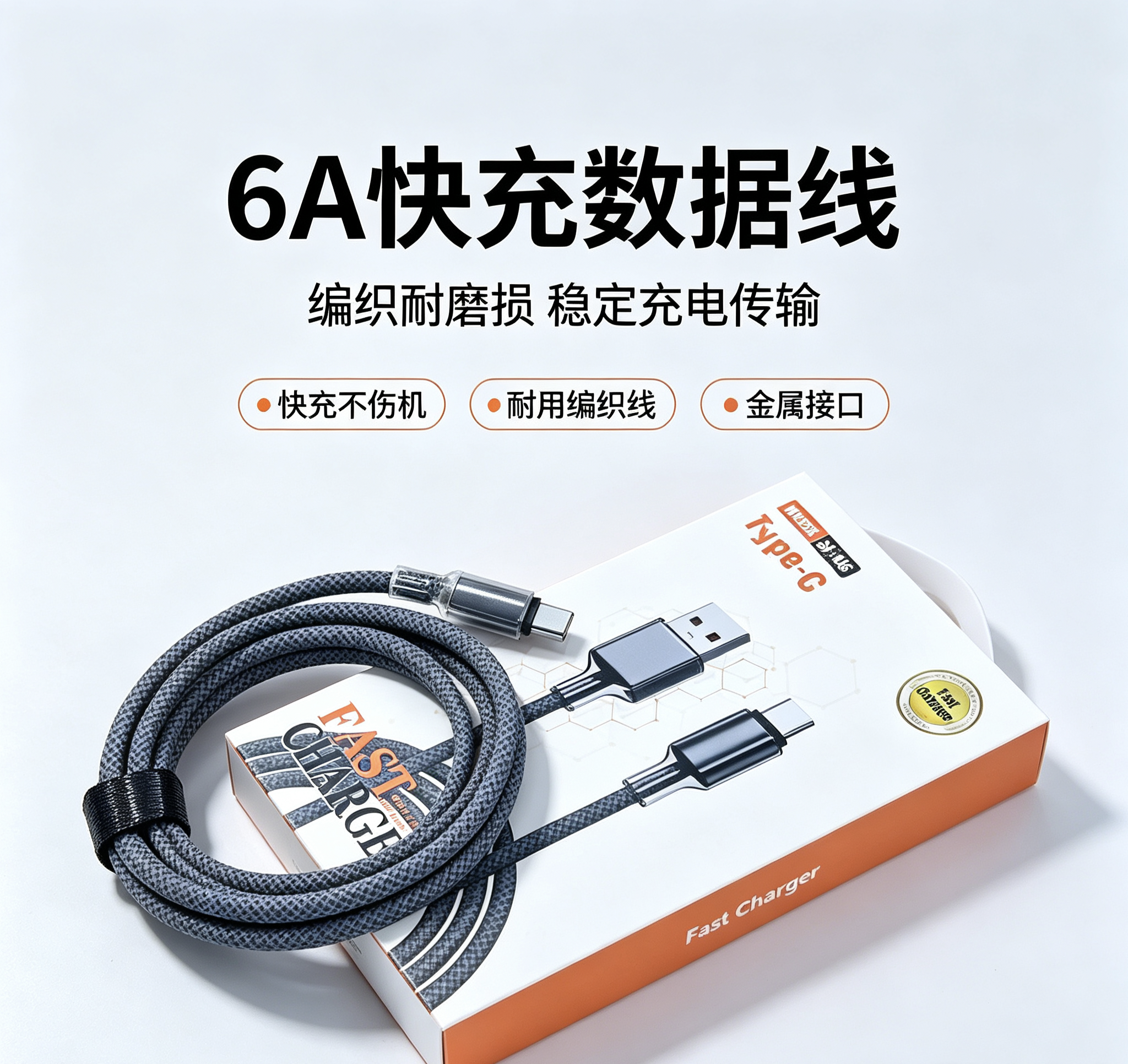 The Super Fast Charging Type-c data cable is suitable for charging Huawei, Apple 17, Xiaomi and OPPO mobile phones in vehicles.