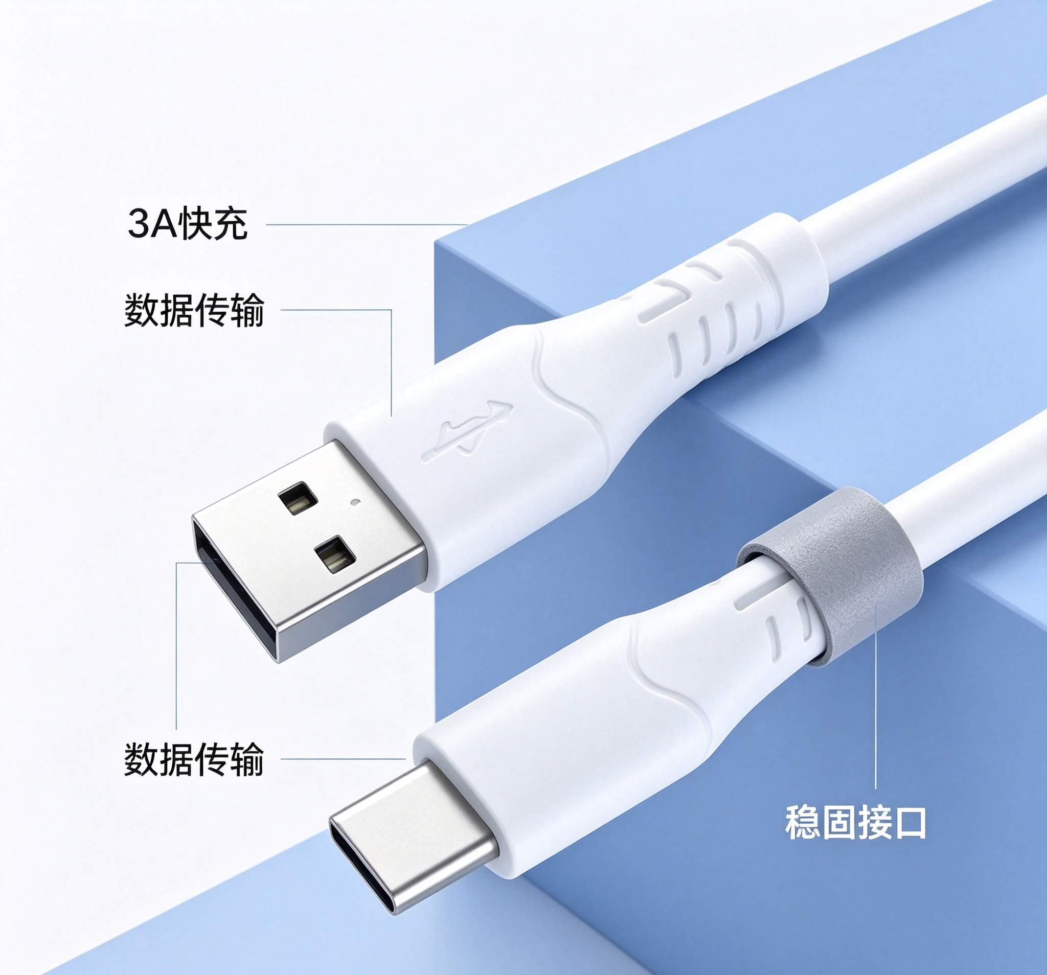 Type-c data cable flash charging 3A Super fast charging cable is fully compatible with charging cables for Huawei and Xiaomi mobile phones Application Scenario