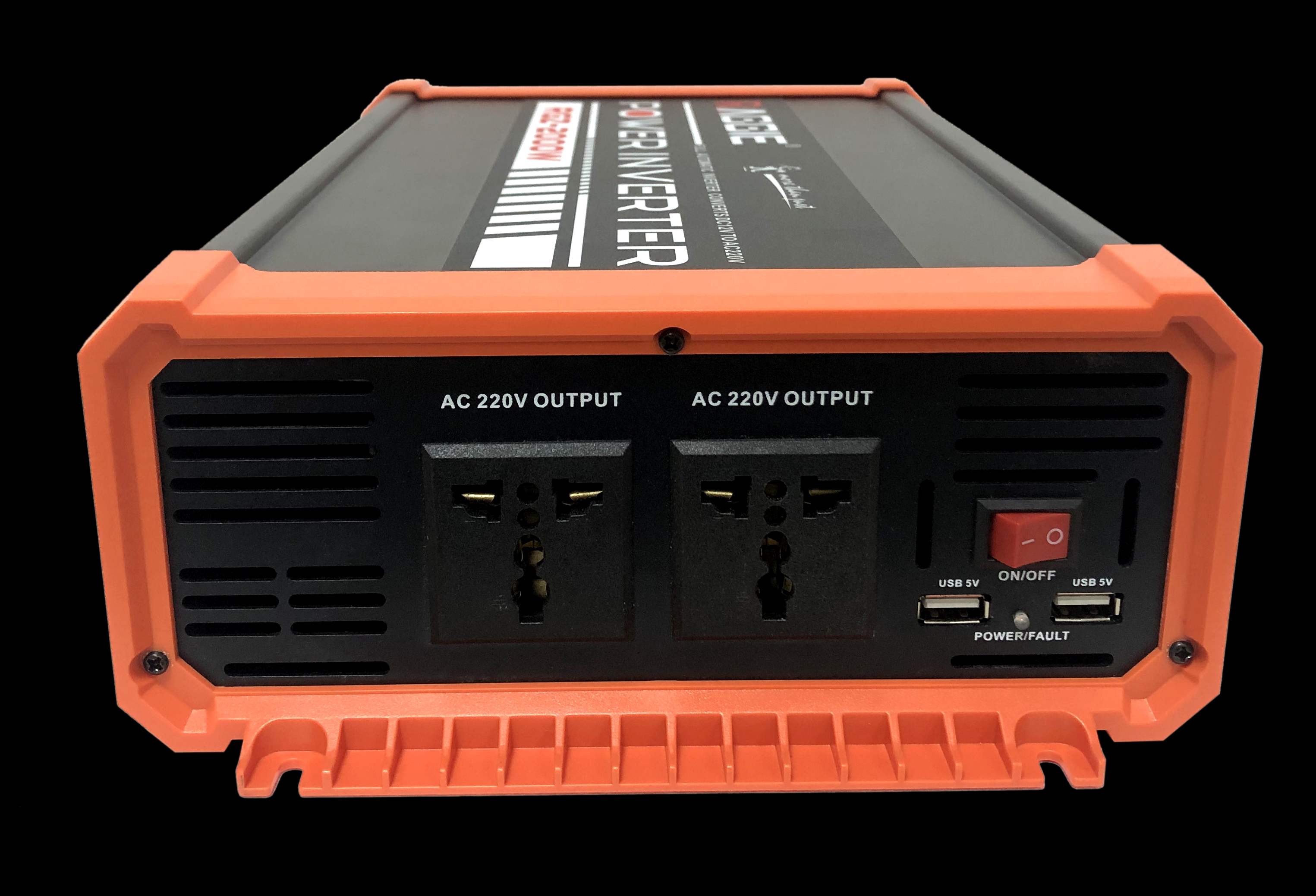 The RAGGIE RGZ series 2000W modified sine wave power inverter has an efficiency of 94.8%, with a peak twice as high. It features an aluminum housing, intelligent heat dissipation, and direct AC terminal Specification image