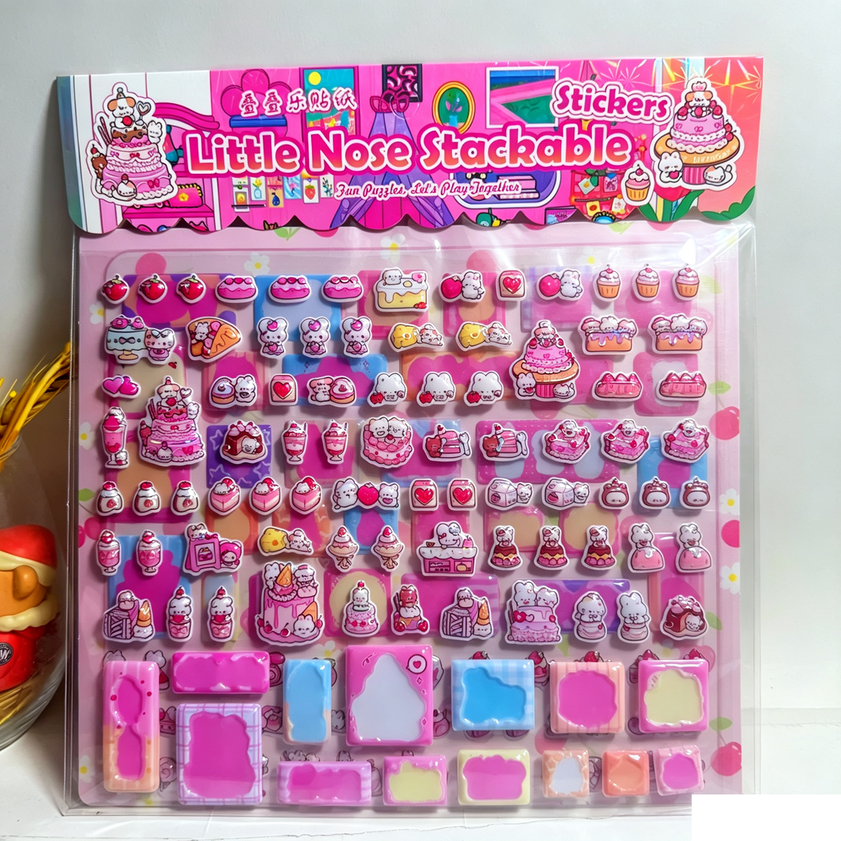 Little Nose Ga Stacking Fun Double-layer Bubble Stickers, cartoon bubble stickers, children's rewards, creative embossed decorative stickers Application Scenario