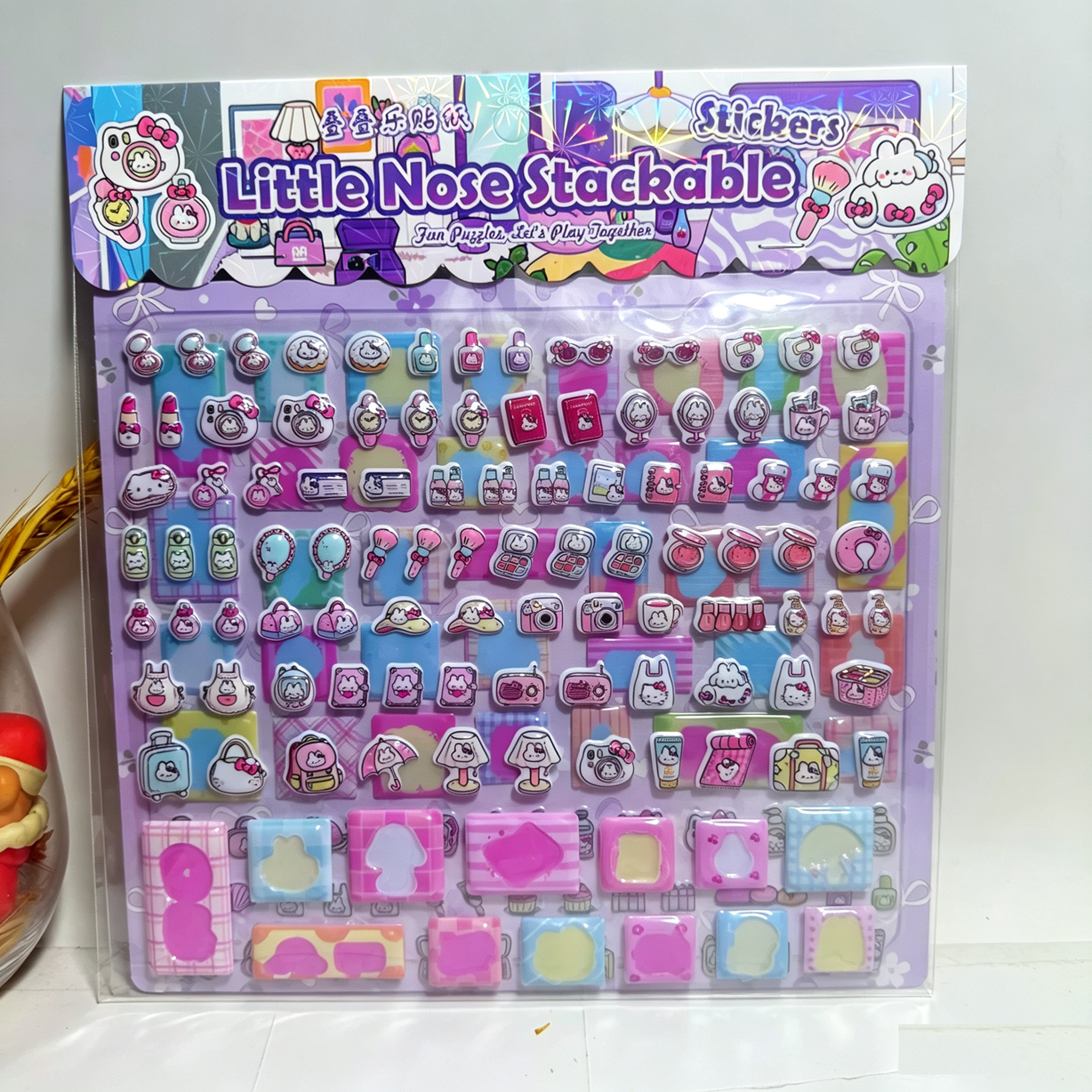 Little Nose Ga Stacking Fun Double-layer Bubble Stickers, cartoon bubble stickers, children's rewards, creative embossed decorative stickers details Picture