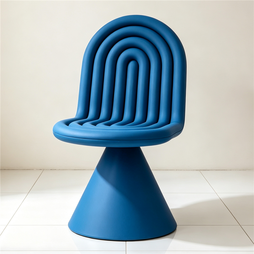 Wave-backed chair, simple and modern home 360-degree rotating leisure office chair, comfortable and durable bedroom makeup chair Item Picture