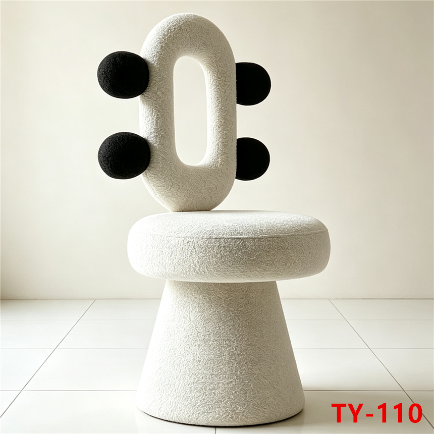 Creative plush chair, 360-degree rotating chair, alpaca stool, plush leisure chair, dressing table chair