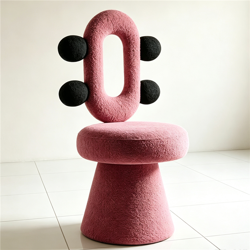 Creative plush chair, 360-degree rotating chair, alpaca stool, plush leisure chair, dressing table chair Specification image
