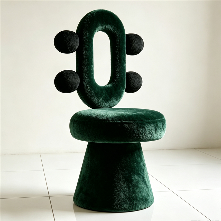 Creative plush chair, 360-degree rotating chair, alpaca stool, plush leisure chair, dressing table chair Application Scenario