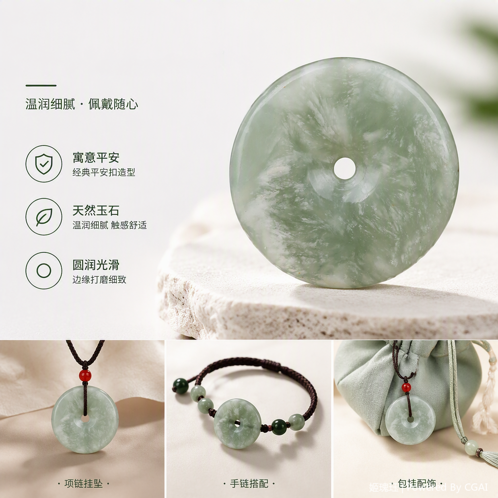 Jade exquisito natural "xiujade" hebillas de xiujade collar colgante pulsera accesorios regalos regalos artículos de calidad bolsas para vehículos colgantes protección de La Paz artesanía details Picture