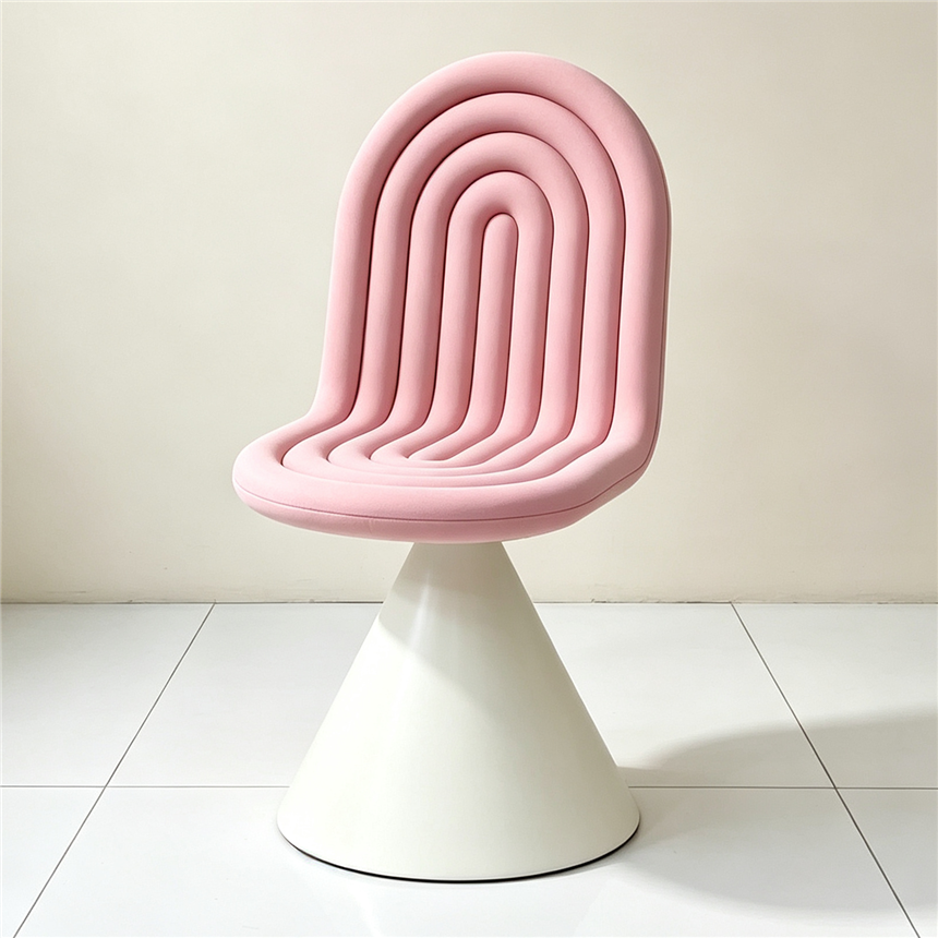 Wave-backed chair, simple and modern home 360-degree rotating leisure office chair, comfortable and durable bedroom makeup chair