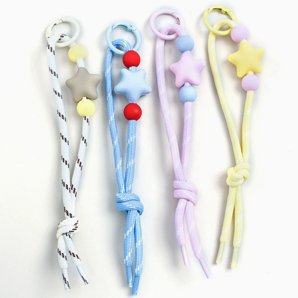 Creative colorful star mobile phone lanyard, multi-color printed portable chain, fashionable and trendy accessory