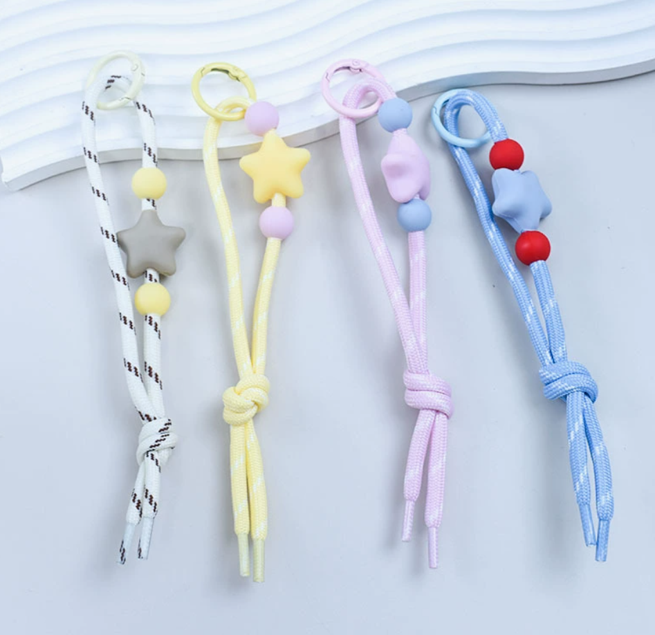 Creative colorful star mobile phone lanyard, multi-color printed portable chain, fashionable and trendy accessory Specification image