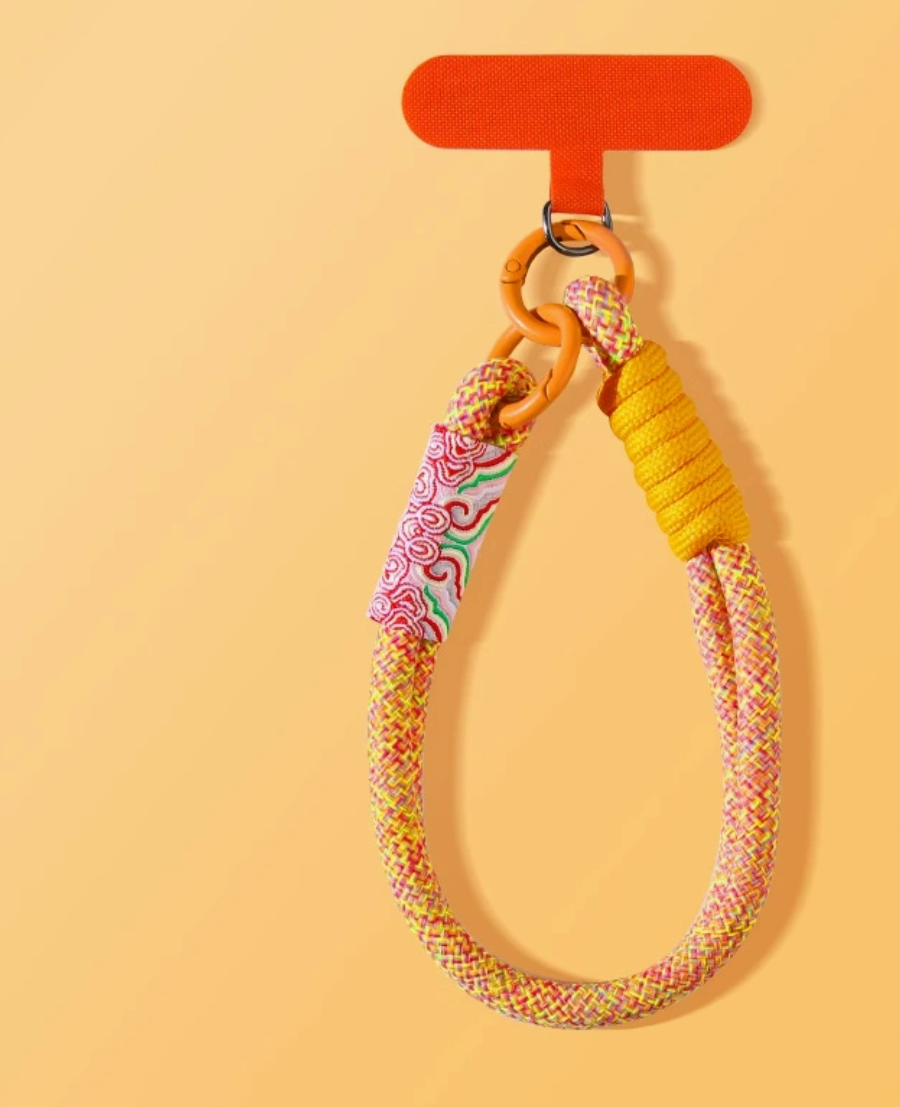 Pink woven mobile phone lanyard, a multi-functional portable chain Item Picture
