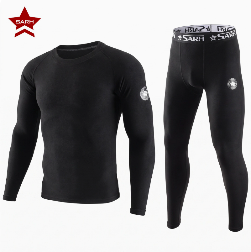 New outdoor cold-proof and warm sports underwear set for men, thickened warm underwear set for skiing and cycling in De Rong details Picture