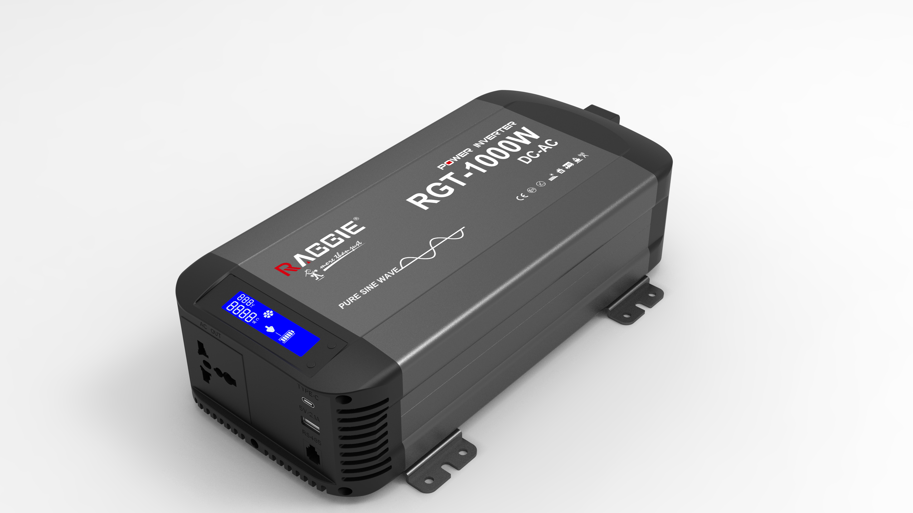RAGGIE pure sine wave inverter Type-C RGT series 1000W fast charging RS485 remote control 12V24V to 220V details Picture