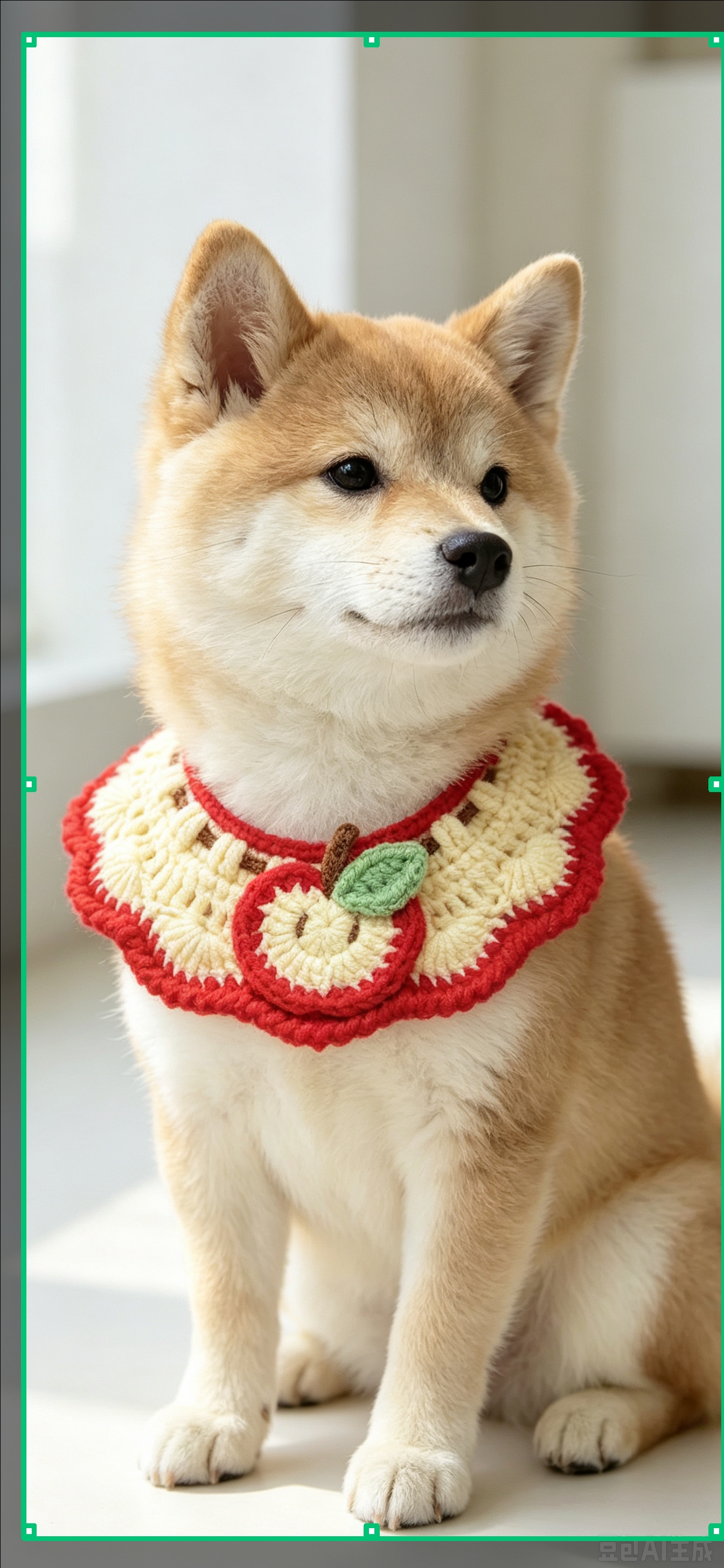 Brown Shiba Inu apple-shaped crochet scarf, pet saliva wiper, pet knitted scarf, cat pet supplies
