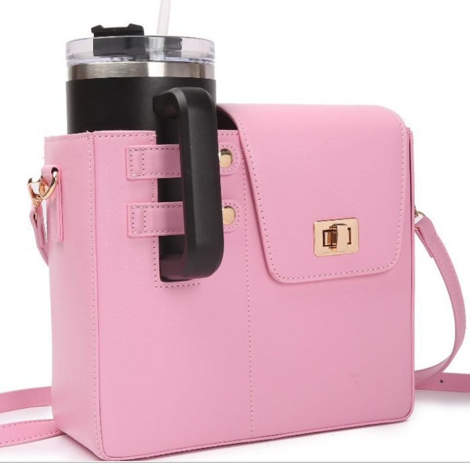 Hot-selling outdoor portable beverage bottles, water cups, bags, universal large insulated cups, pink single-shoulder crossbody