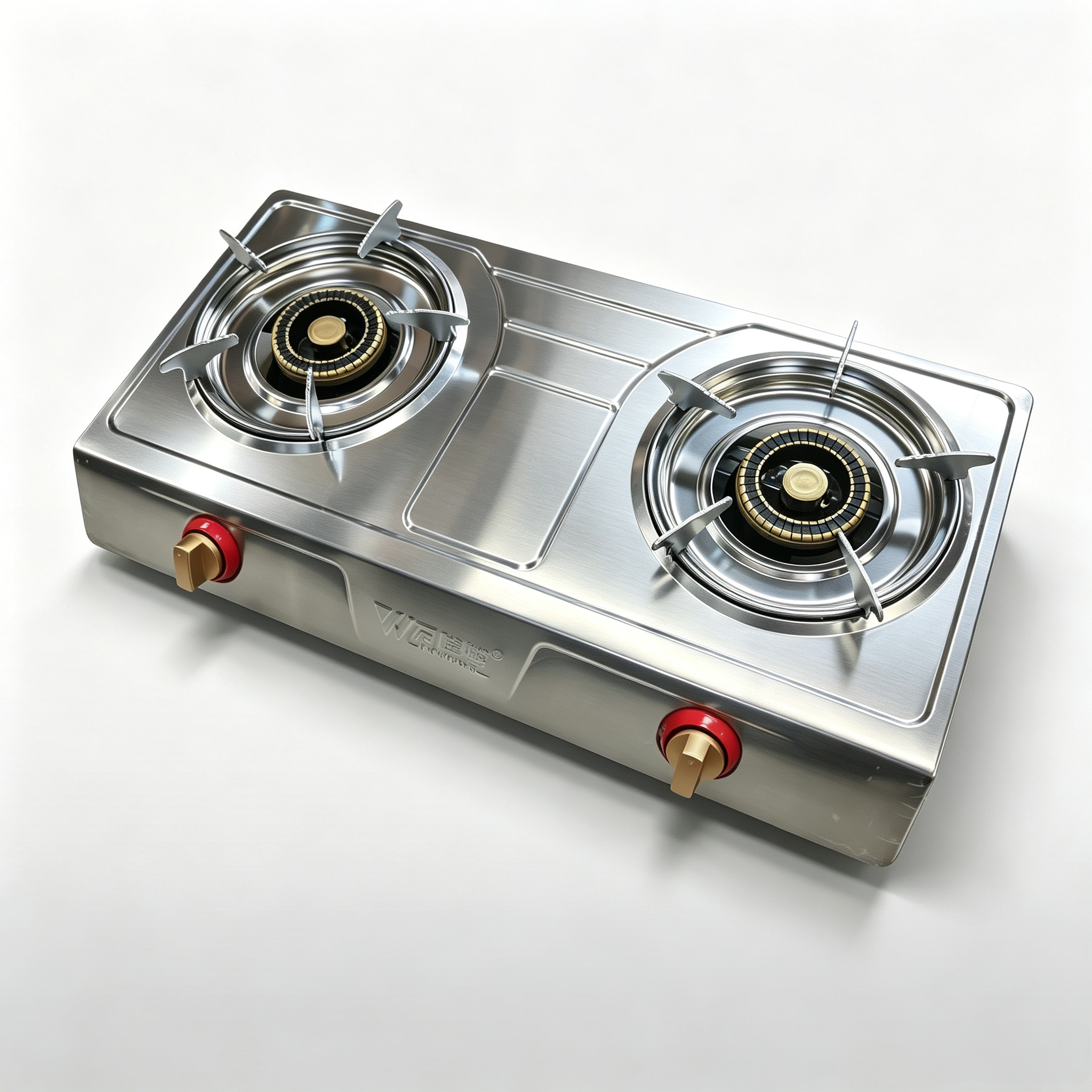 Desktop stainless steel gas stove, double-burner, high-intensity household gas stove with flameout protection, 100-card edge export for domestic sales Specification image