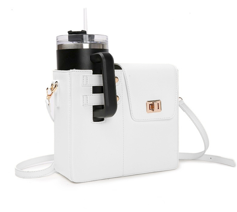 Hot-selling outdoor portable beverage bottles, water cups, bags, universal large insulated cups, pink single-shoulder crossbody details Picture