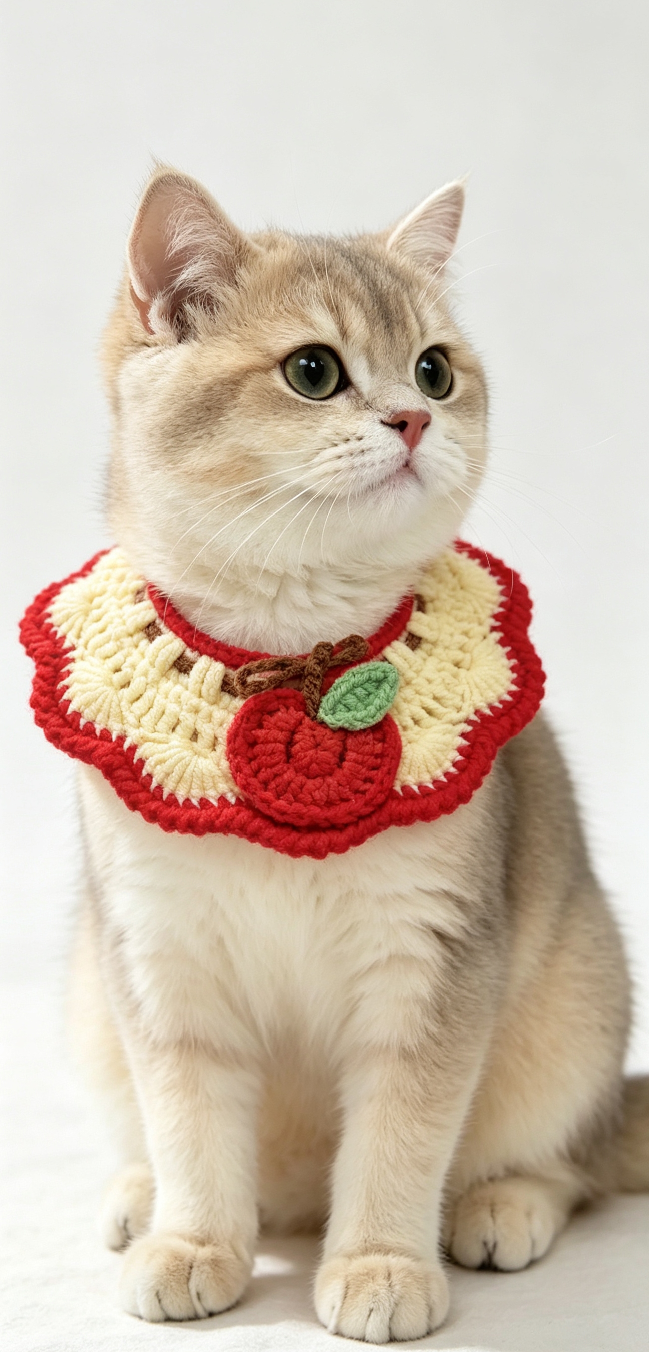 Brown Shiba Inu apple-shaped crochet scarf, pet saliva wiper, pet knitted scarf, cat pet supplies details Picture