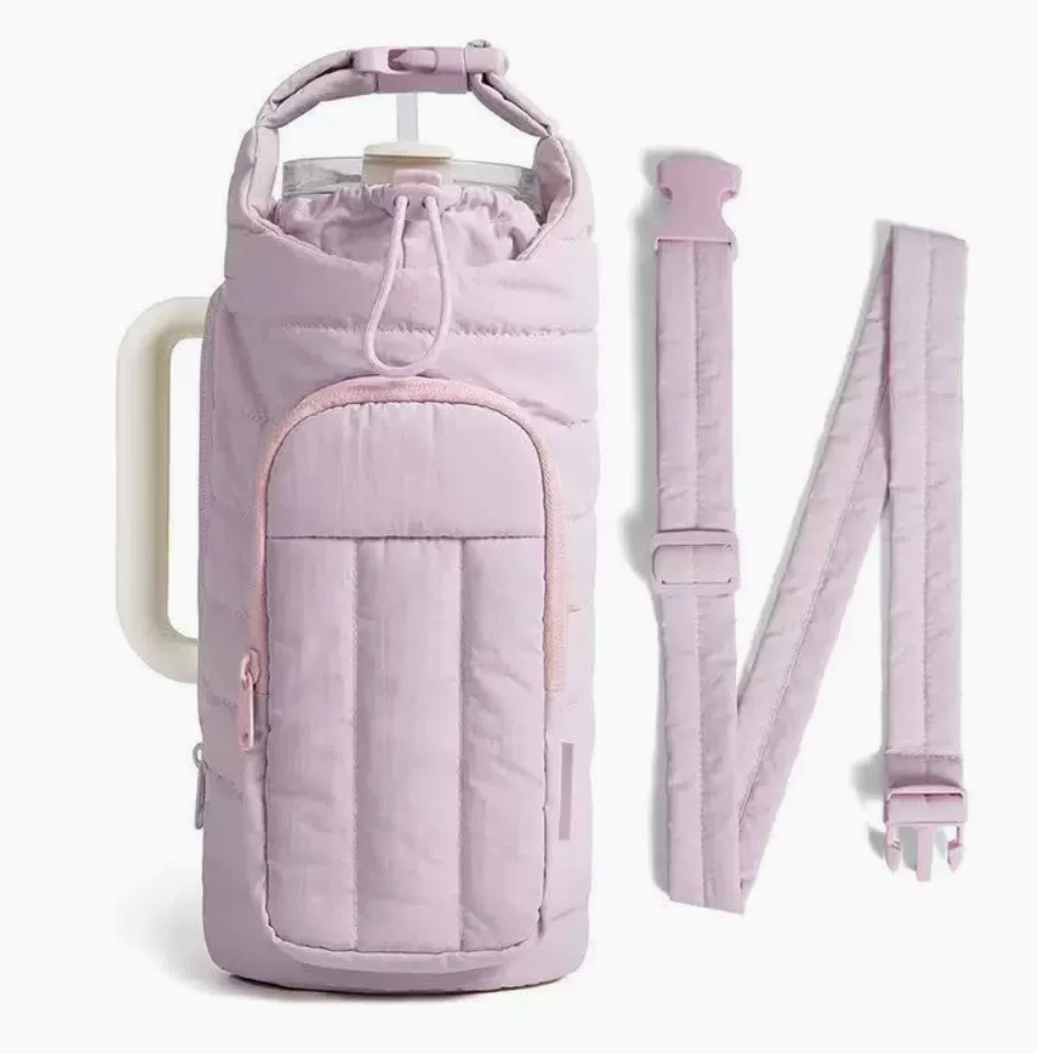 Outdoor sports down water bottle bag, portable large-capacity crossbody water cup bag