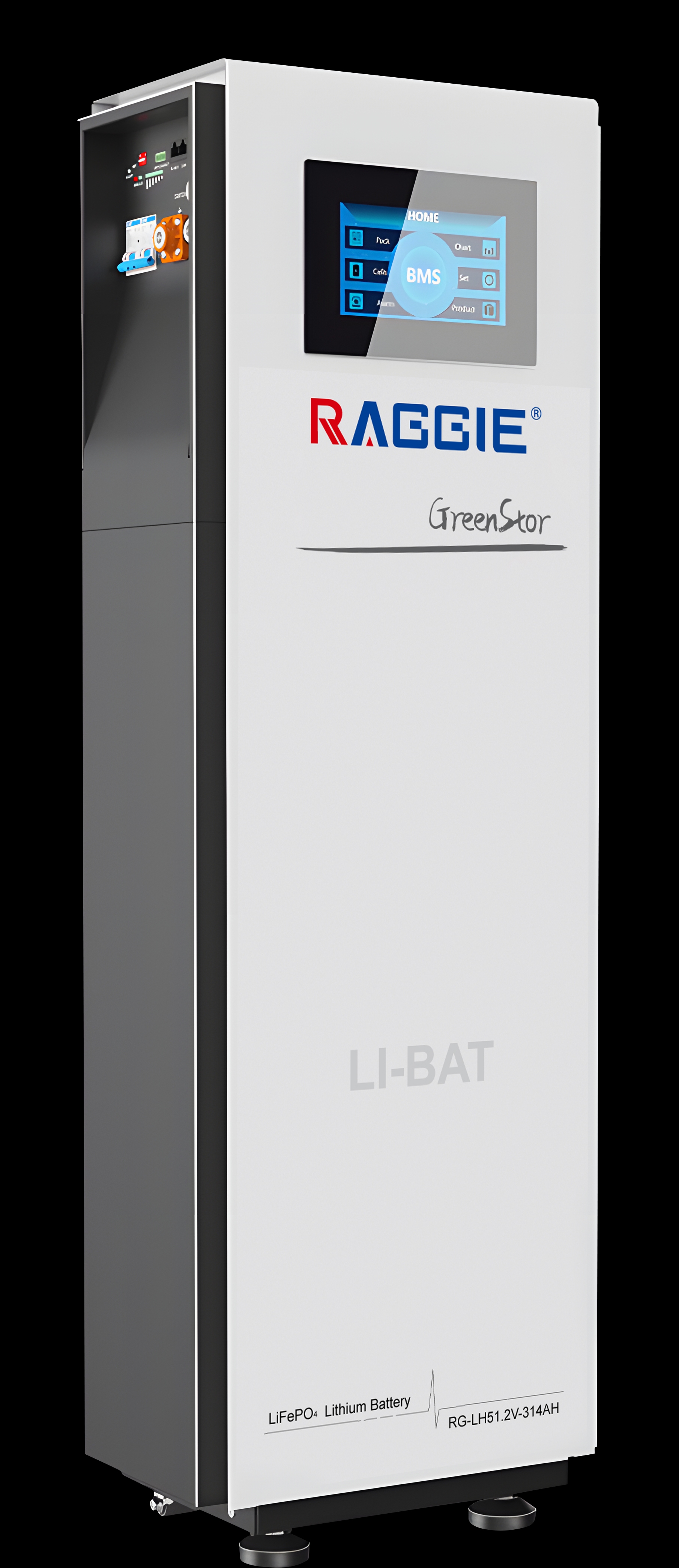 RAGGIE vertical lithium iron phosphate energy storage battery 51.2V 16kwh intelligent BMS touch screen can be connected in parallel with IP55 household and commercial energy storage lithium batteries details Picture