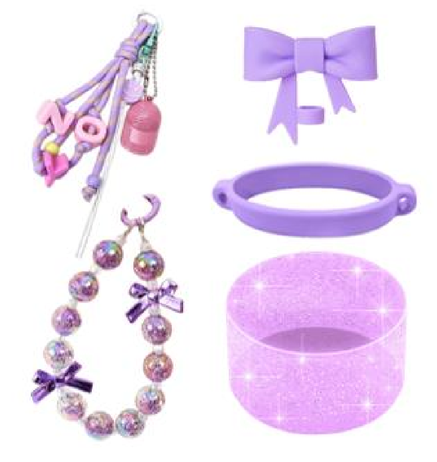 Conjunto de accesorios de copa térmica de cuentas de colores - solo accesorios sin copas Item Picture