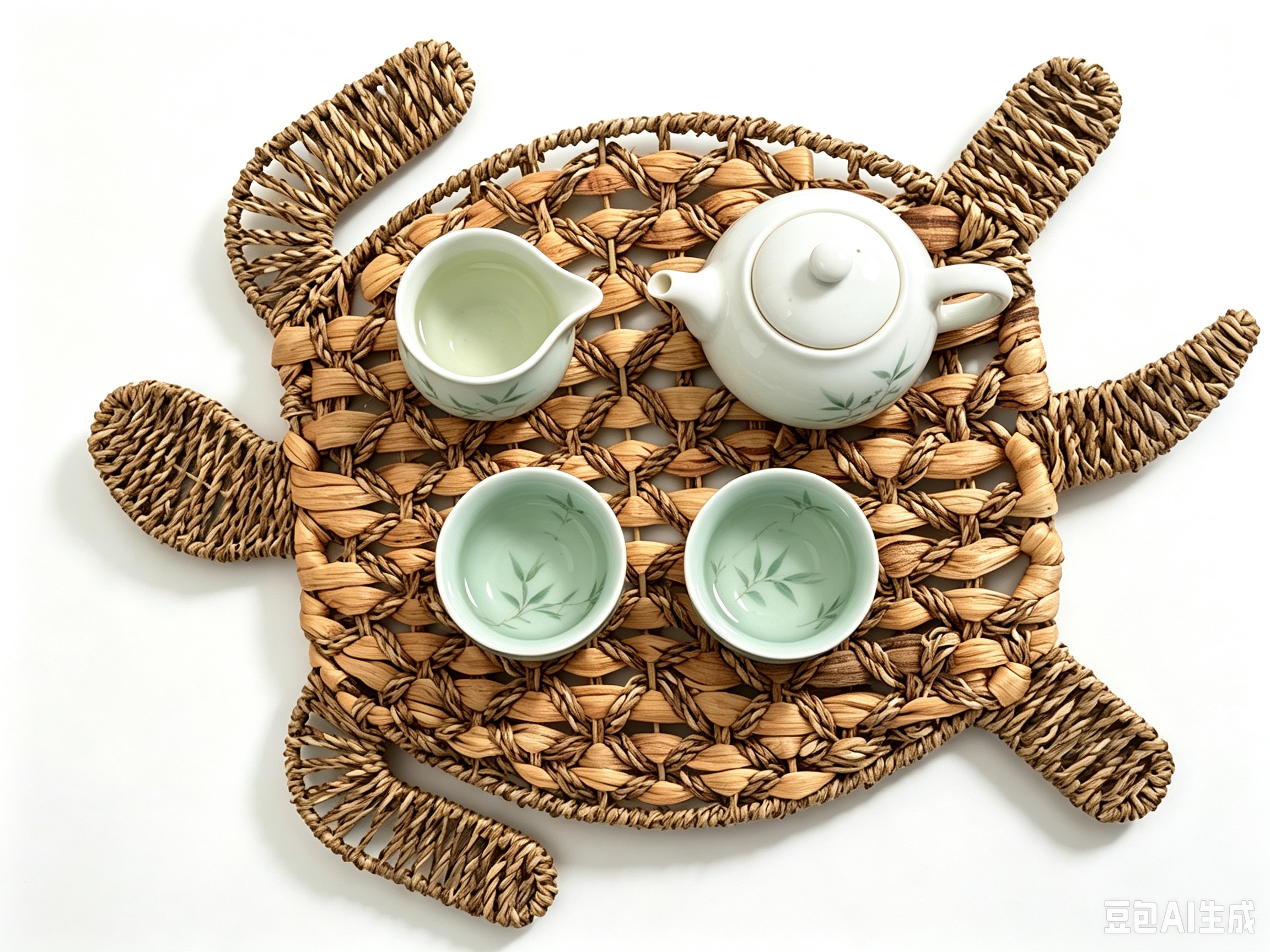 Tejido a mano adorable alfombrilla en forma de tortosa jacinto de agua hierba de agua popa de taza de té tapete de rattan art servilletas antideslizantes y duraderas alfombrillas aislantes vajilla plato plato plato plato 155507665 Item Picture