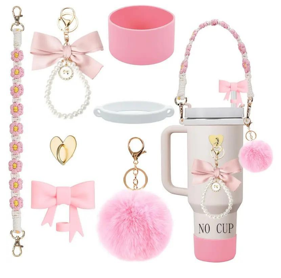 Woven rope pom-ball Insulated Cup accessory set - Accessories not cups included details Picture