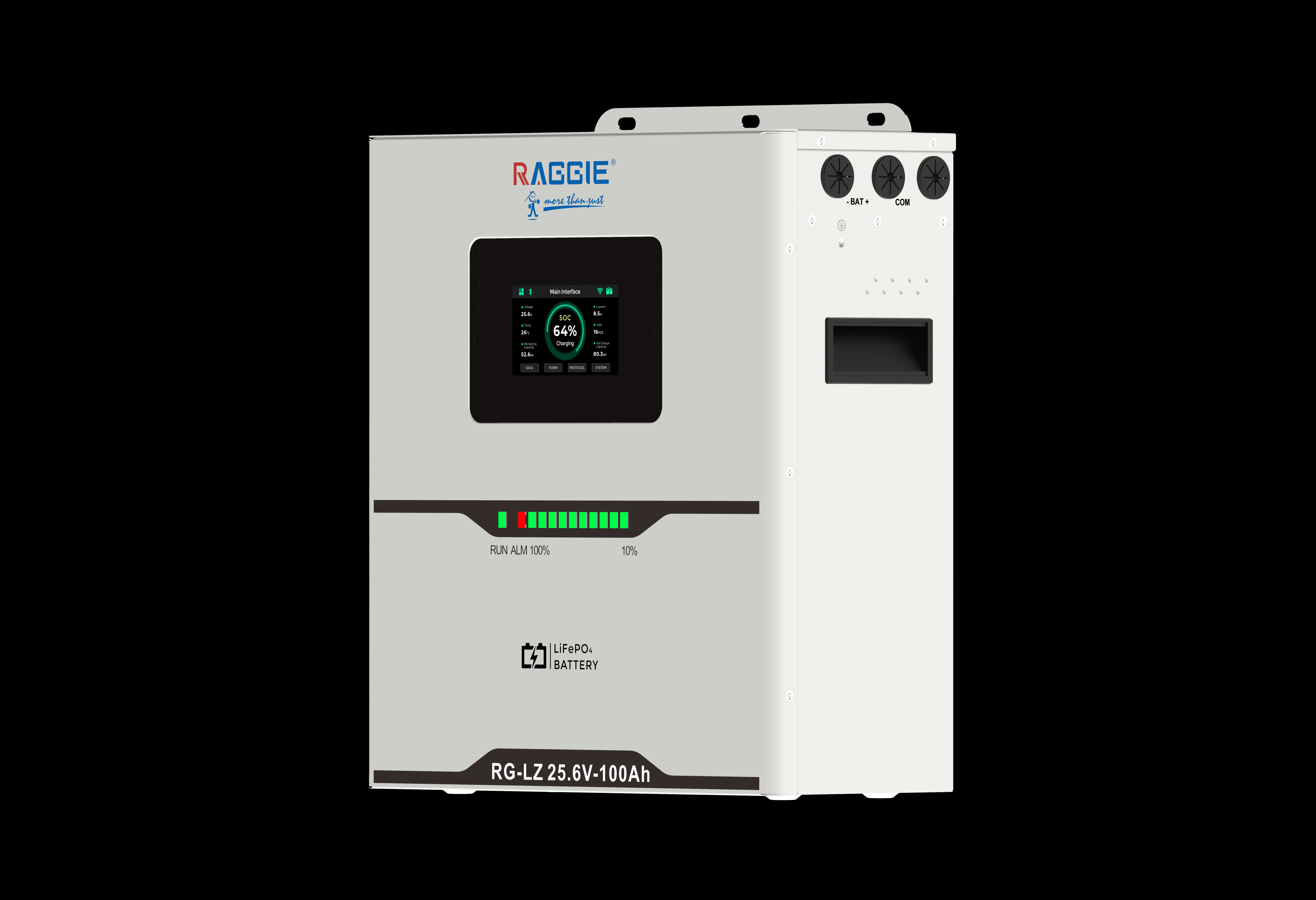 RAGGIE vertical lithium iron phosphate energy storage battery LZ25.6V/2.56KWH A+ cell 1C charge and discharge touch screen can be connected in parallel details Picture