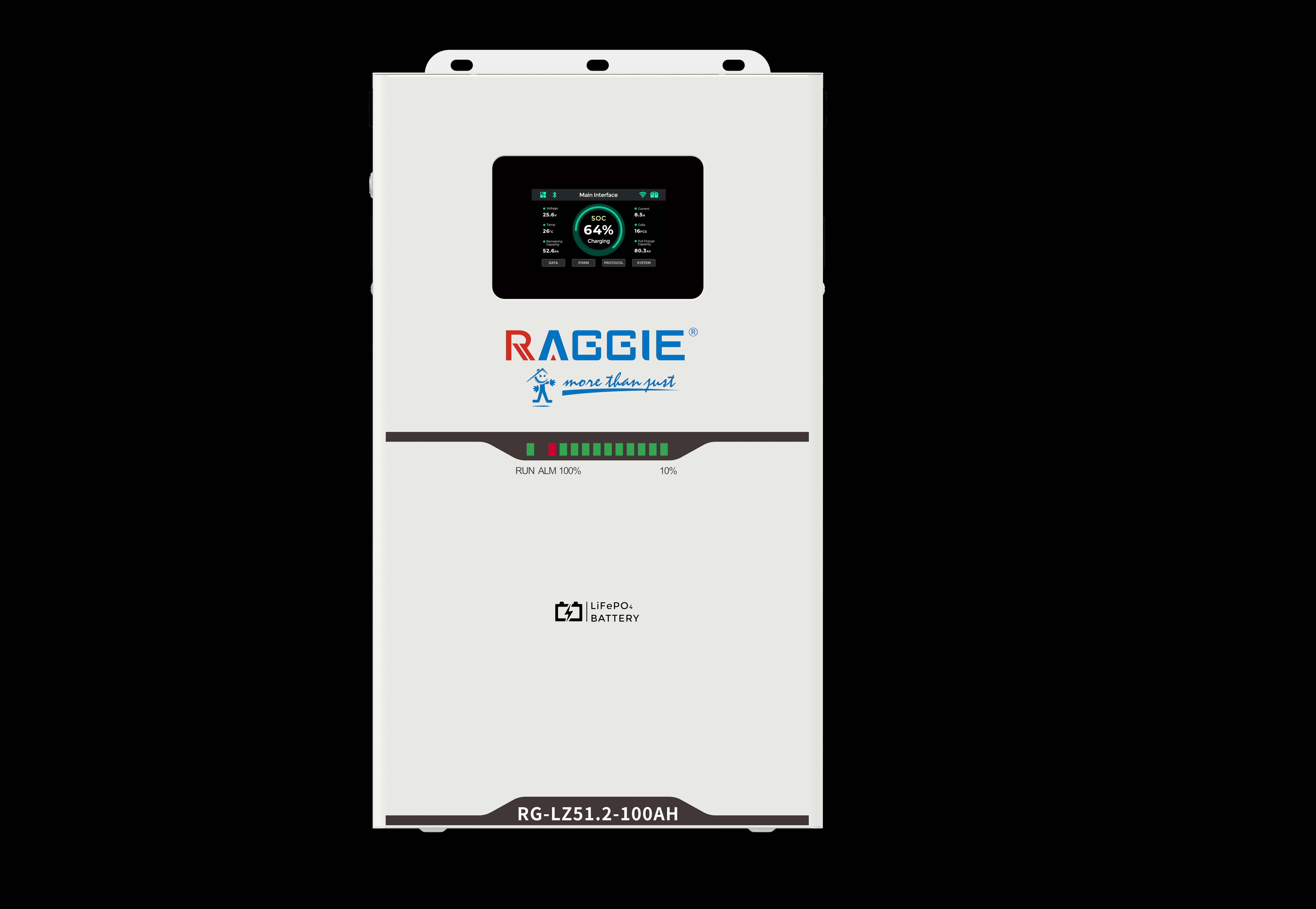 RAGGIE vertical lithium iron phosphate energy storage battery LZ51.2V/5.12KWH A+ cell 1C charge and discharge touch screen can be connected in parallel