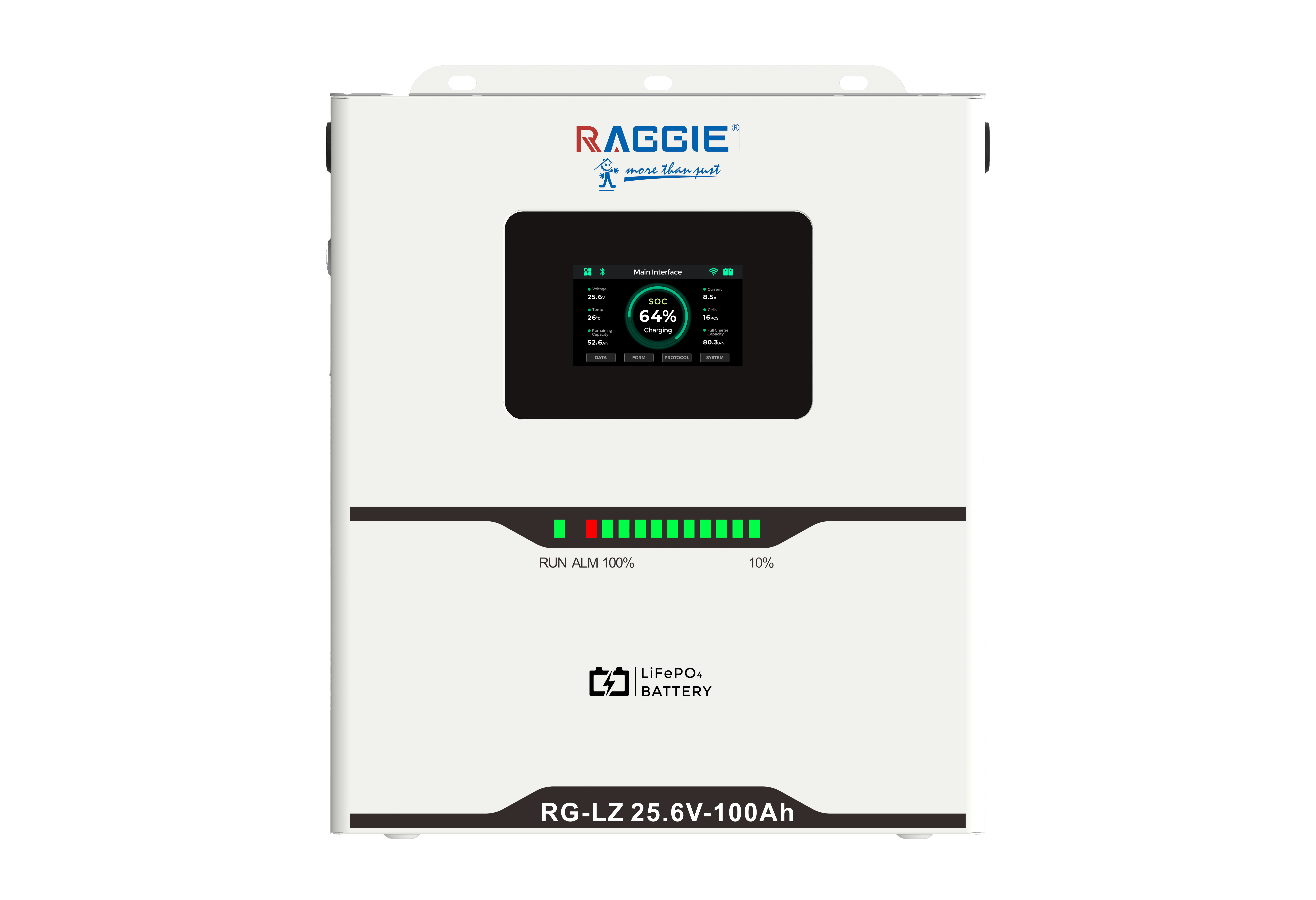 RAGGIE vertical lithium iron phosphate energy storage battery LZ25.6V/2.56KWH A+ cell 1C charge and discharge touch screen can be connected in parallel