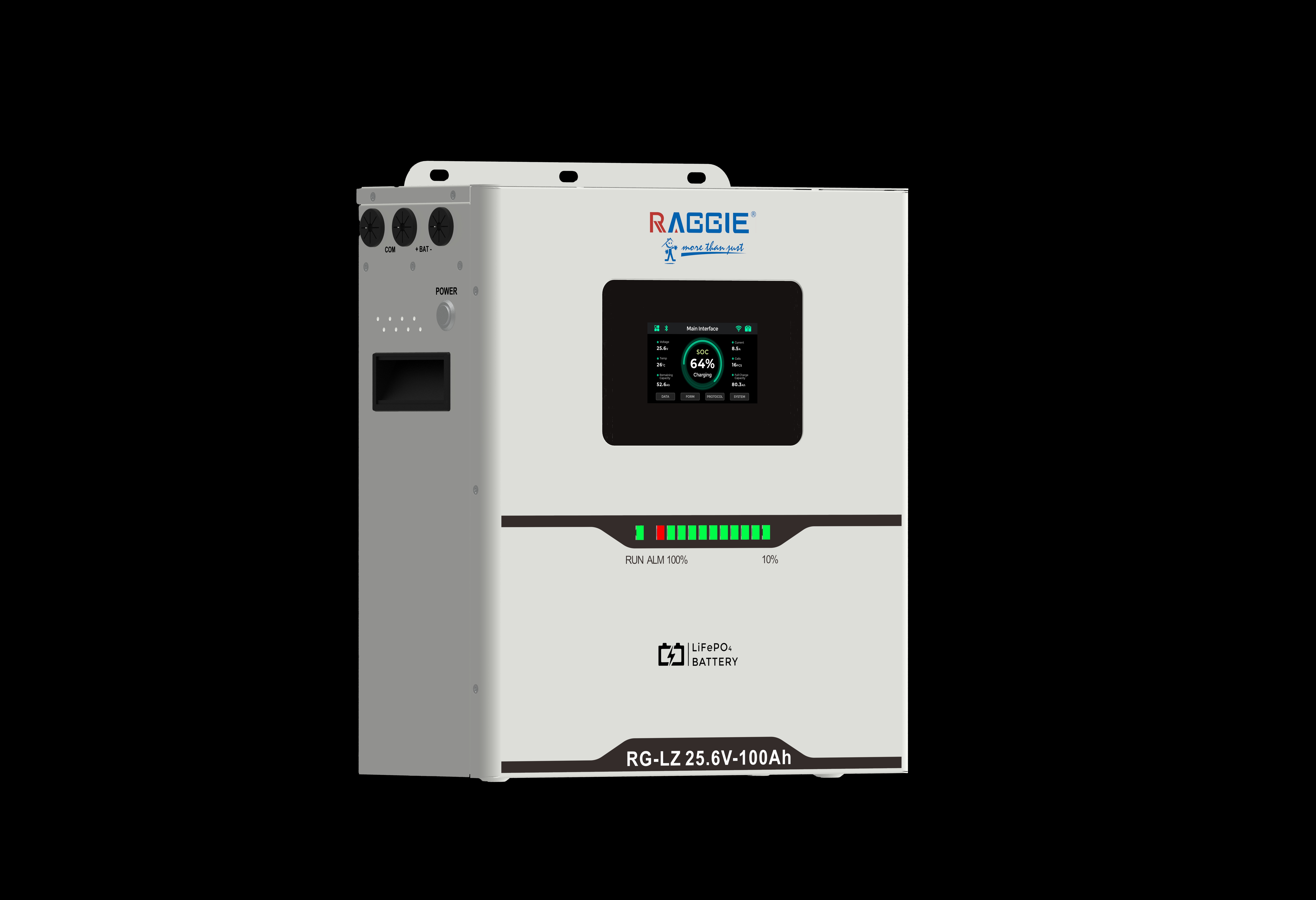RAGGIE vertical lithium iron phosphate energy storage battery LZ25.6V/2.56KWH A+ cell 1C charge and discharge touch screen can be connected in parallel Application Scenario
