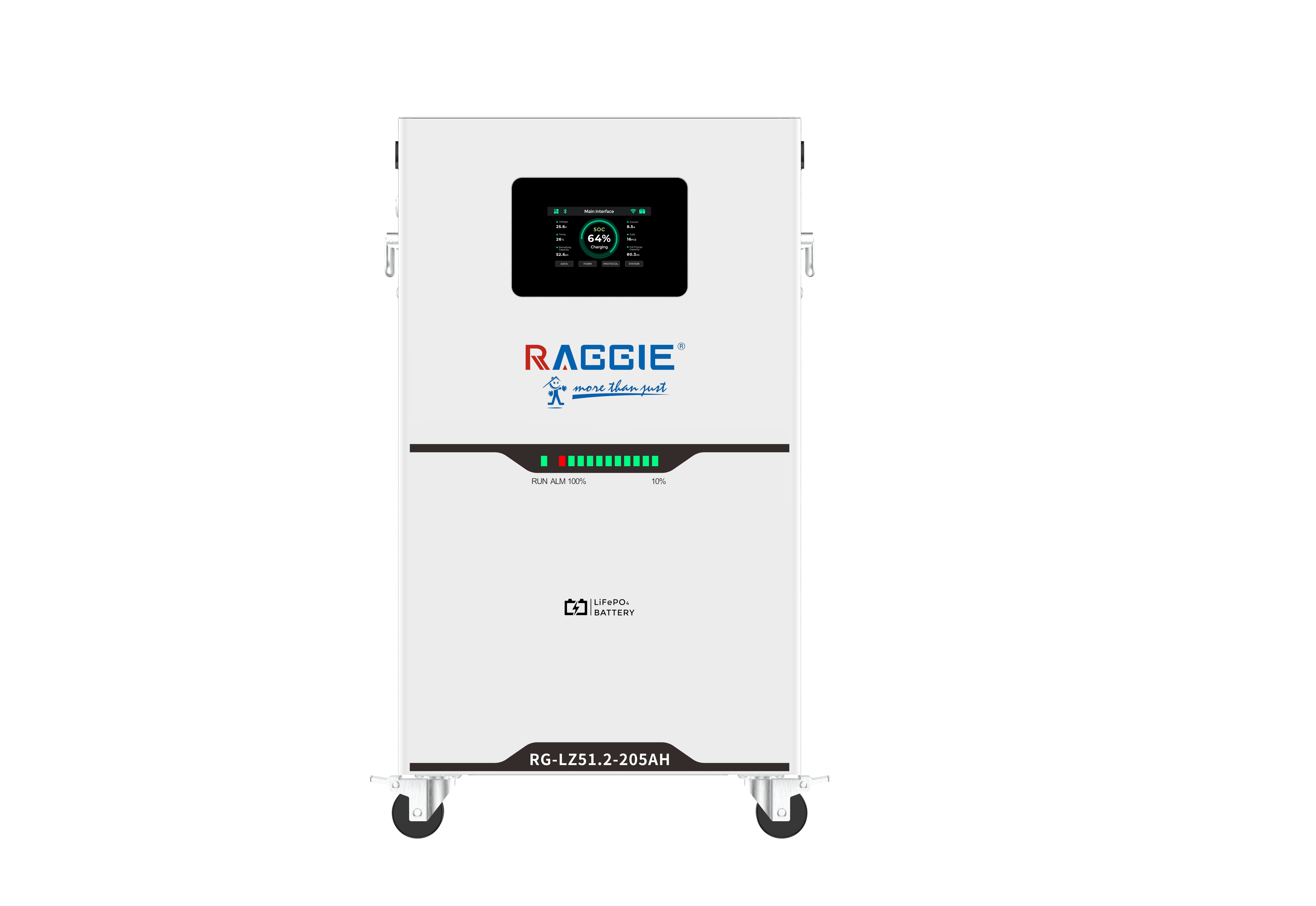 RAGGIE vertical lithium iron phosphate energy storage battery LZ51.2V/10.5KWH A+ cell 1C charge and discharge touch screen can be connected in parallel