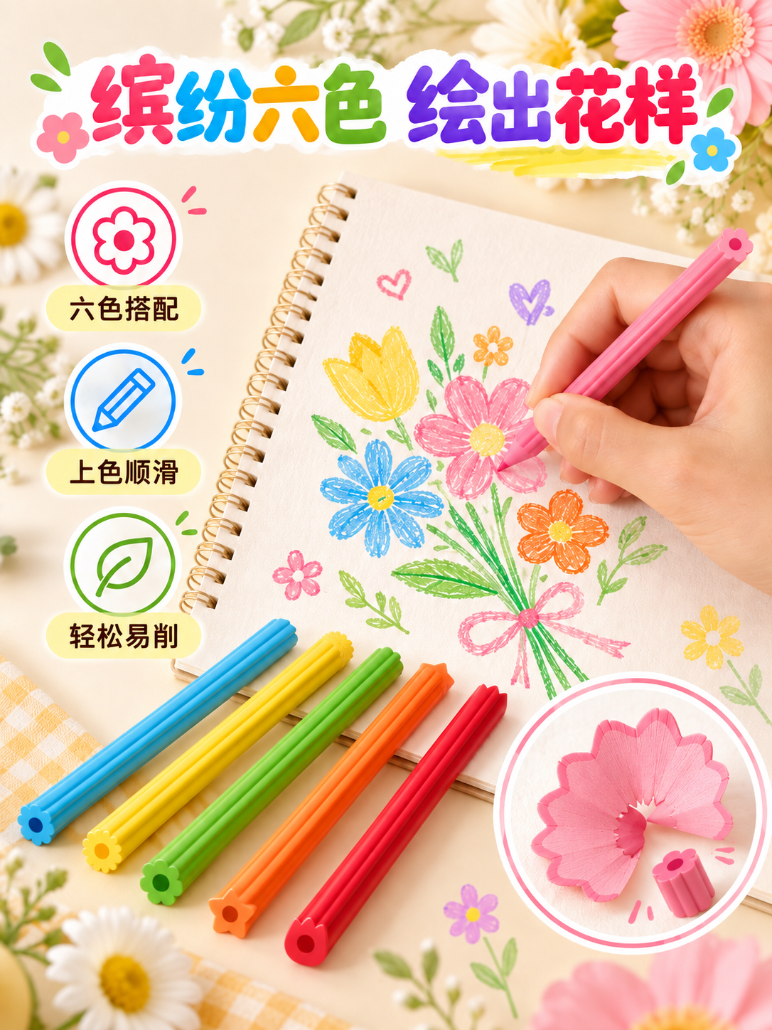ZL107-2(6 colors) Fun flower-shaped colored lead petal shape Specification image