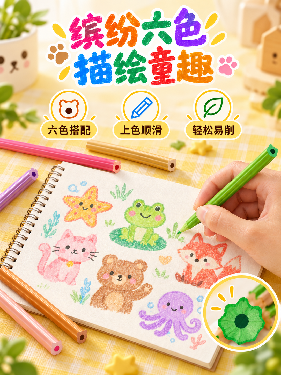 ZL107-1(6 Colors) Fun Animal Colored Lead, colored animal-shaped colored lead Specification image