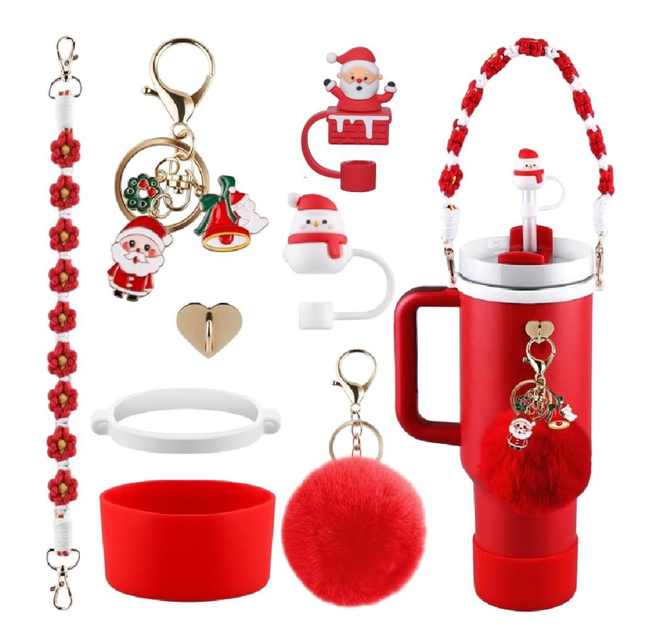 Copa de coche accesorios navidad rojo y verde colección todo el conjunto - sólo accesorios sin taza Specification image