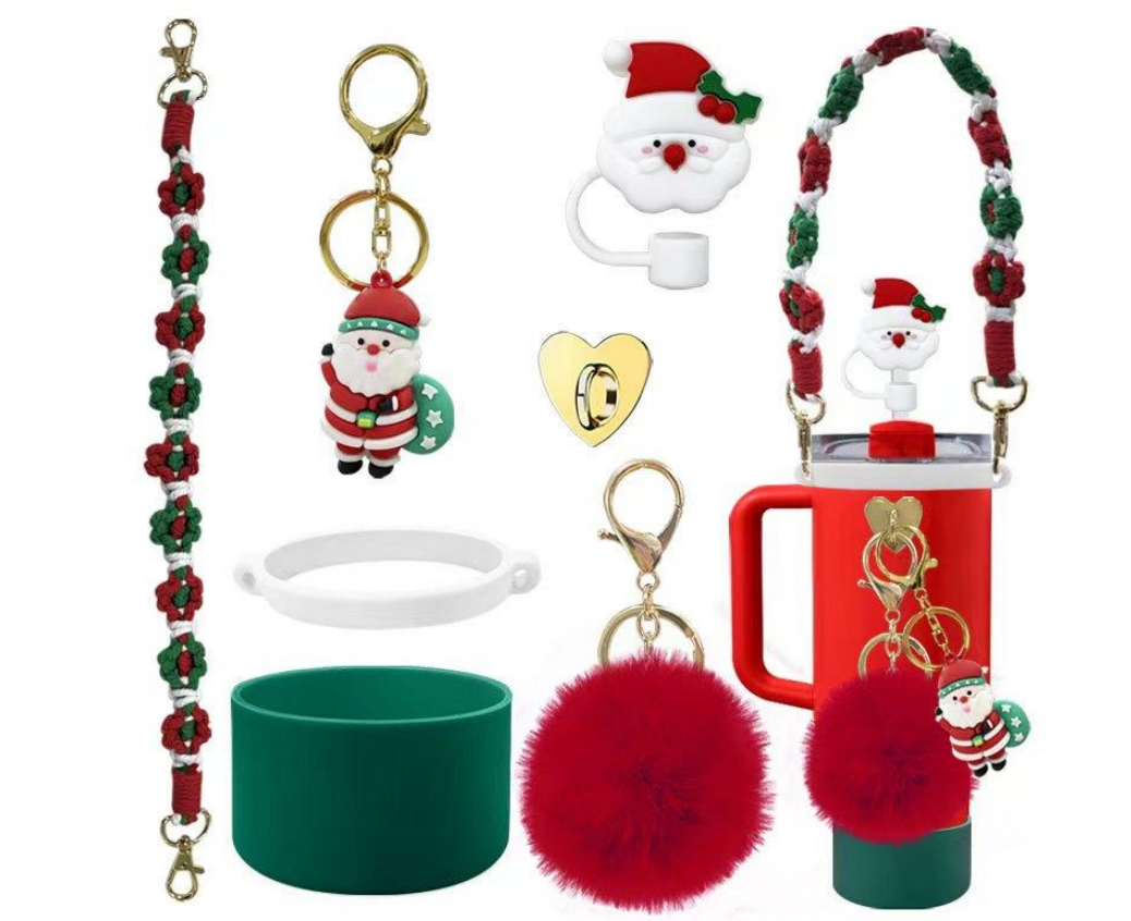 Copa de coche accesorios navidad rojo y verde colección todo el conjunto - sólo accesorios sin taza