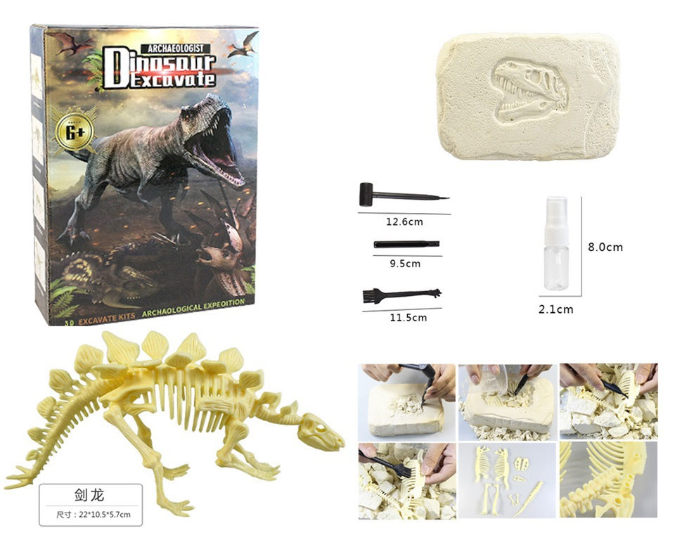 TG20756DIY excavación arqueológica conjunto dinosaurio palabras fósil bloque/stegosaurus Specification image