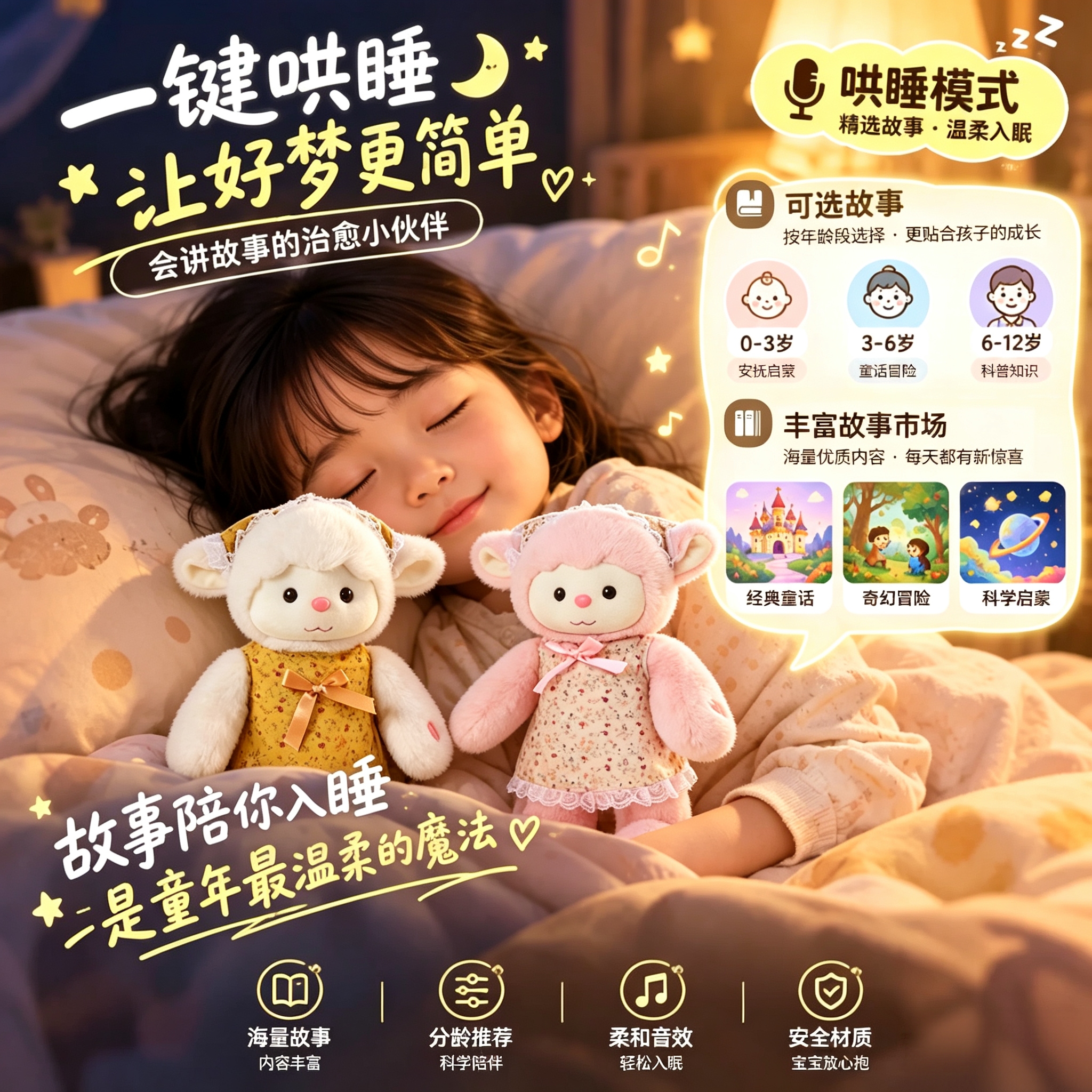 AI large model intelligent plush little lamb doll, children's bilingual dialogue early education companion doll, can be connected to the Internet for interaction, soothing toy, can sing, can twist the bottom, emotion perception + question-and-answer interaction details Picture
