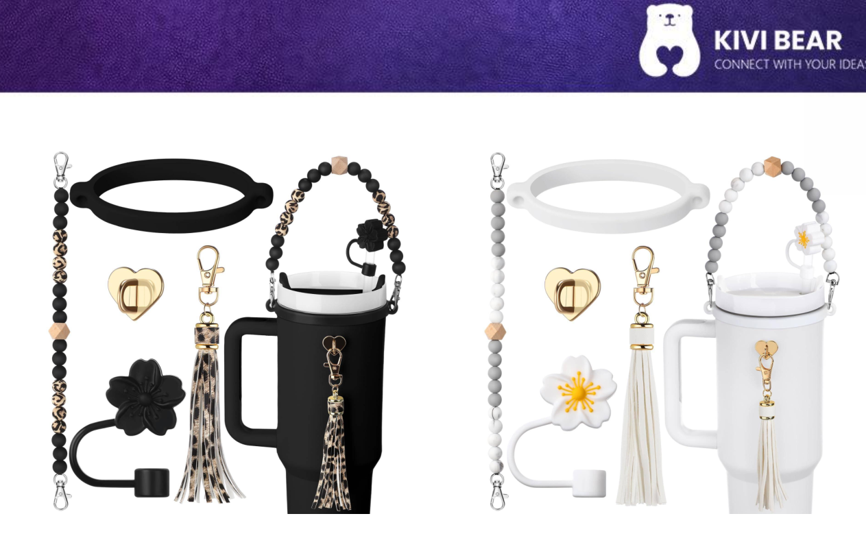 Copa de coche accesorios cuentas de silicona conjunto completo - solo accesorios sin taza