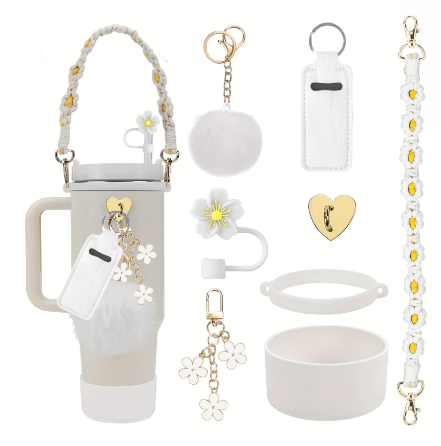 Coche copa accesorios flor trenzado cuerda conjunto completo - sólo accesorios sin taza